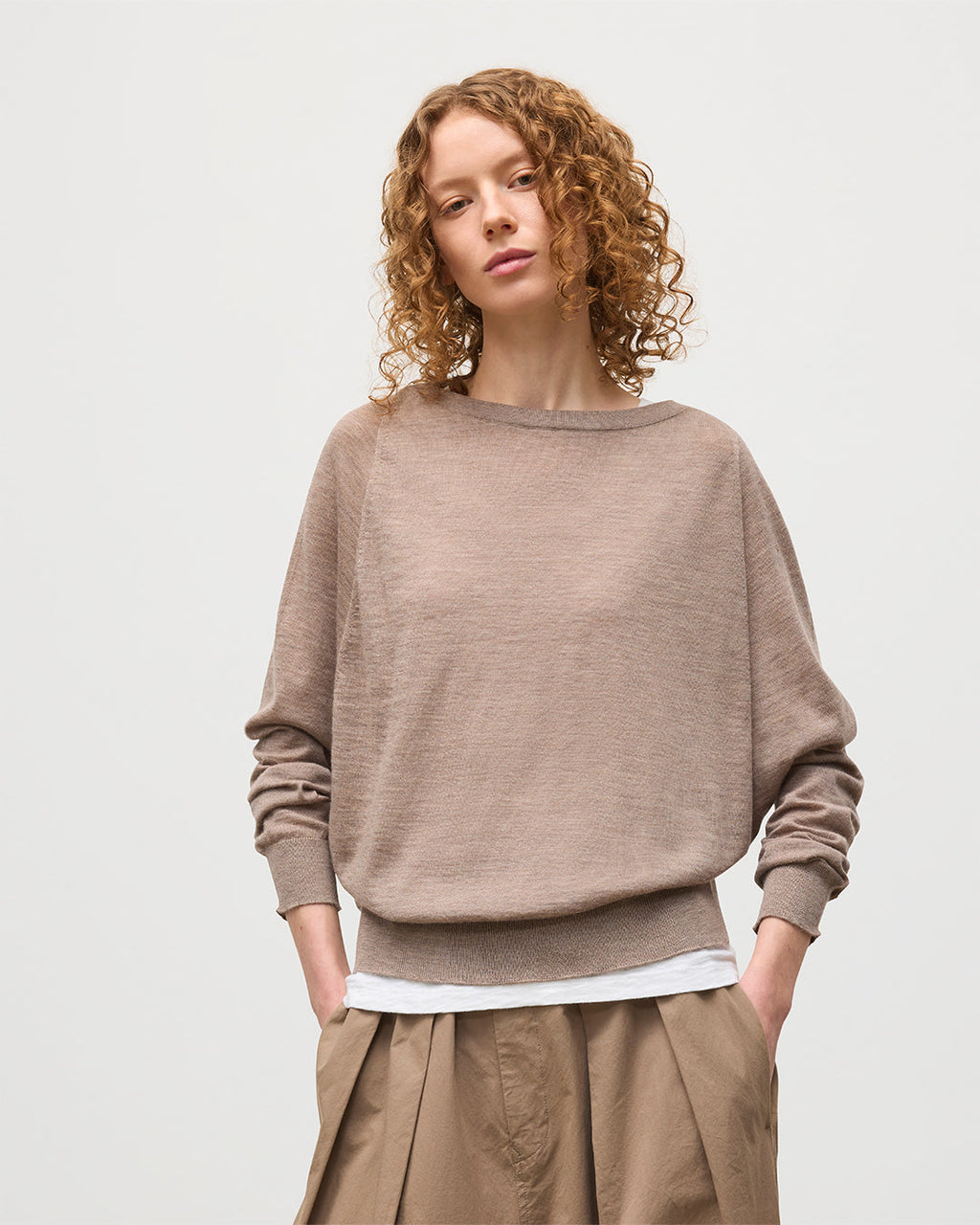 Johnstons of Elgin - Finola Light Brown Superfine Cashmere Jumper