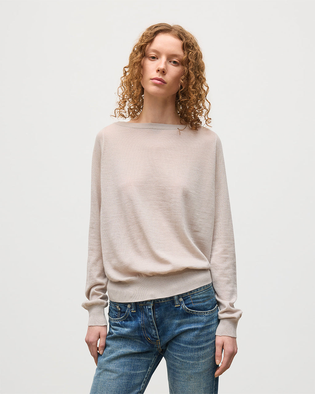 Johnstons of Elgin - Finola Cream Superfine Cashmere Jumper