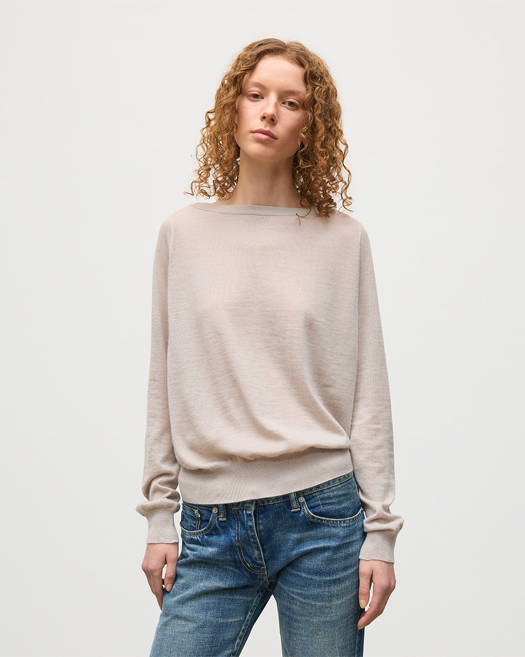 Johnstons of Elgin - Finola Cream Superfine Cashmere Jumper