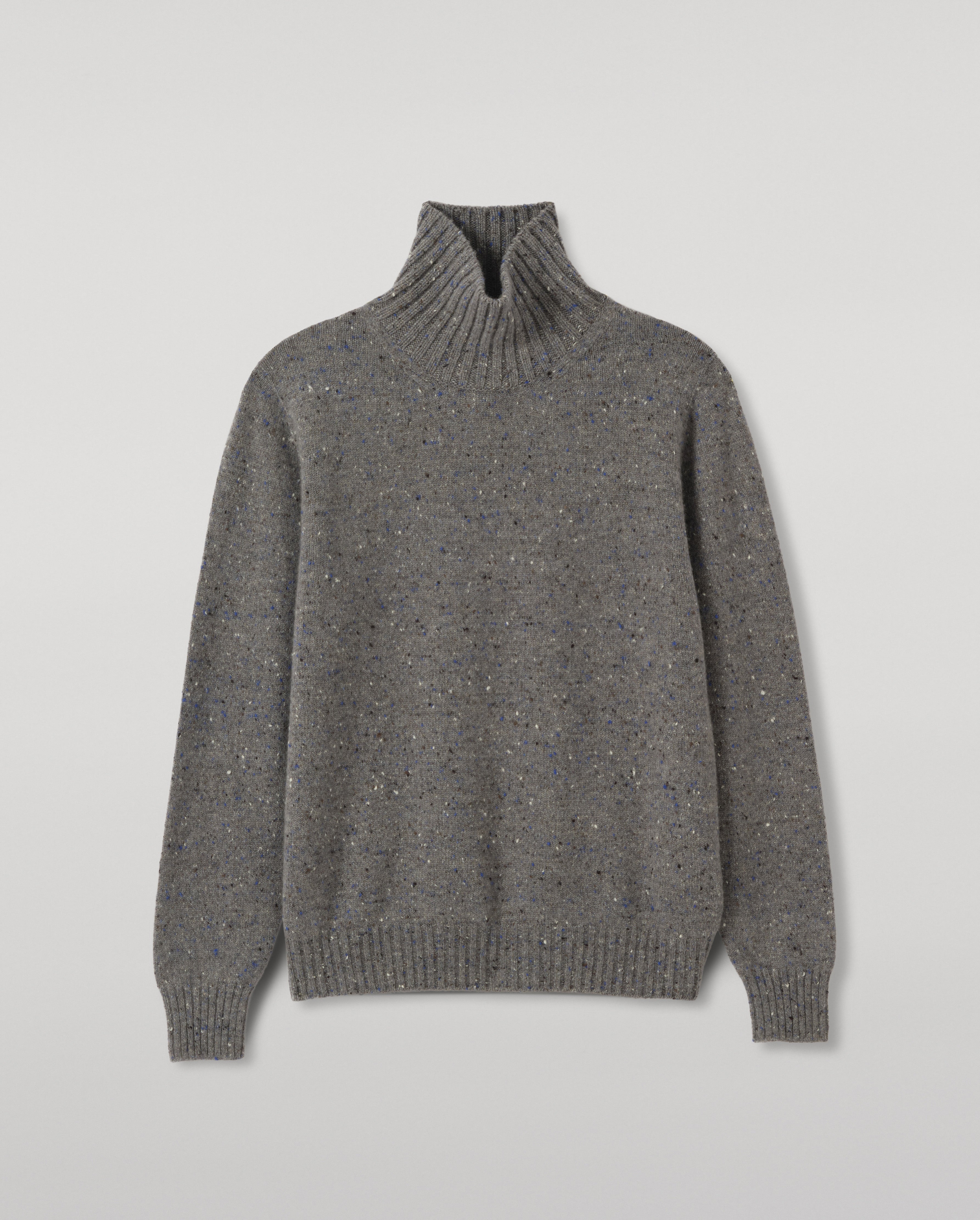 Johnstons of Elgin - MacKintosh Roll Neck Grey Donegal Cashmere Jumper