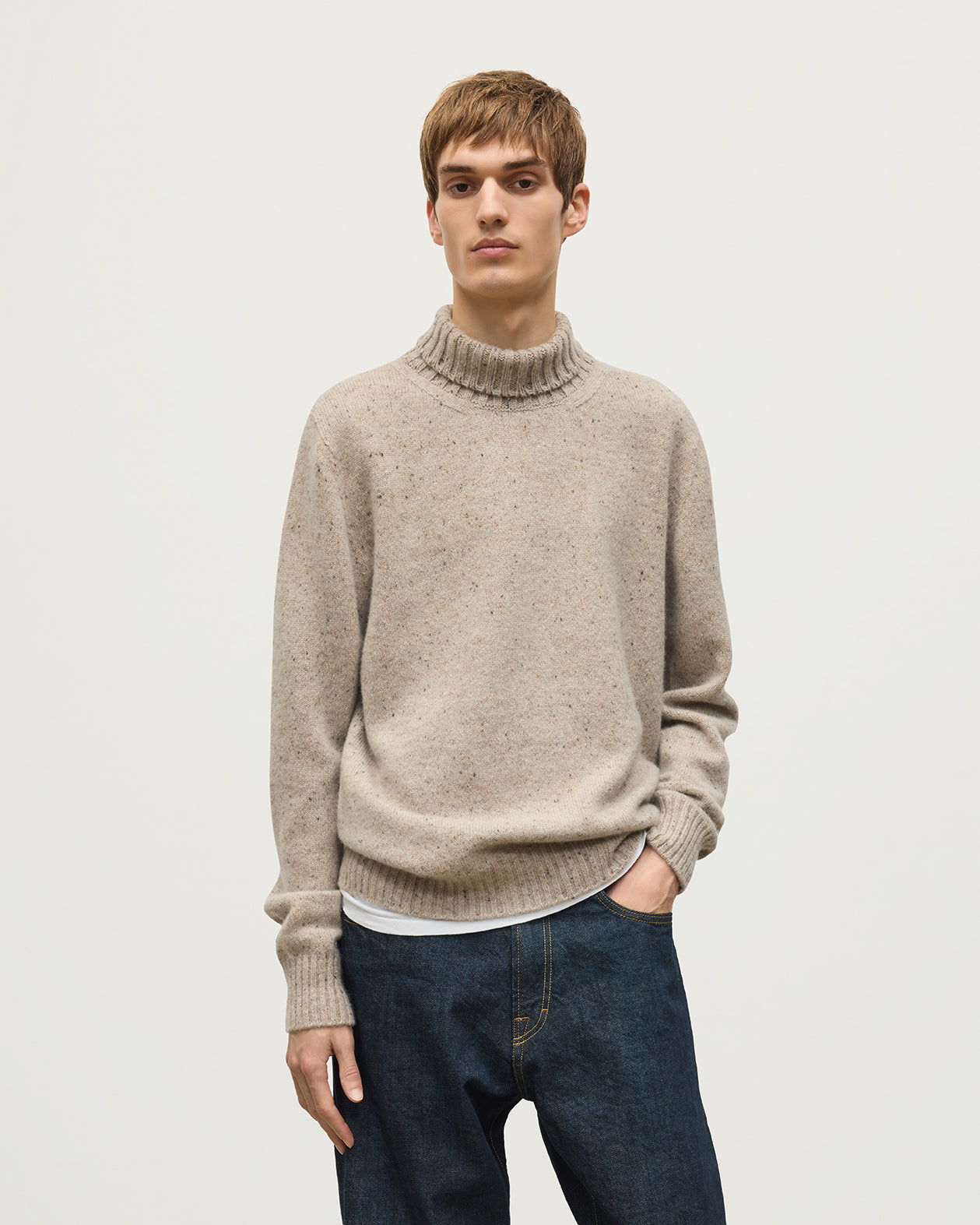 Johnstons of Elgin - MacKintosh Roll Neck Natural Donegal Cashmere Jumper