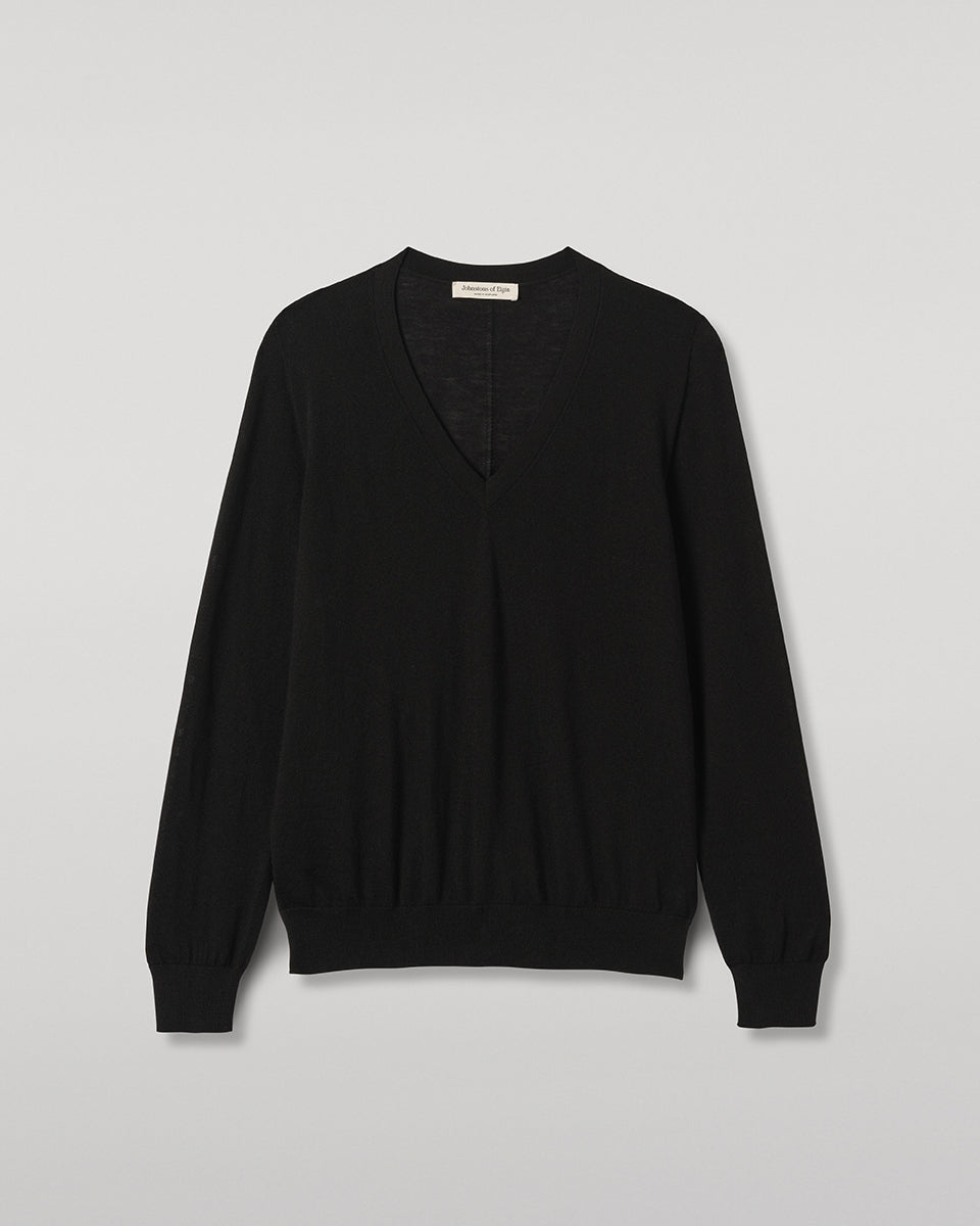 Johnstons of Elgin - Beatrice Black Superfine Cashmere Jumper