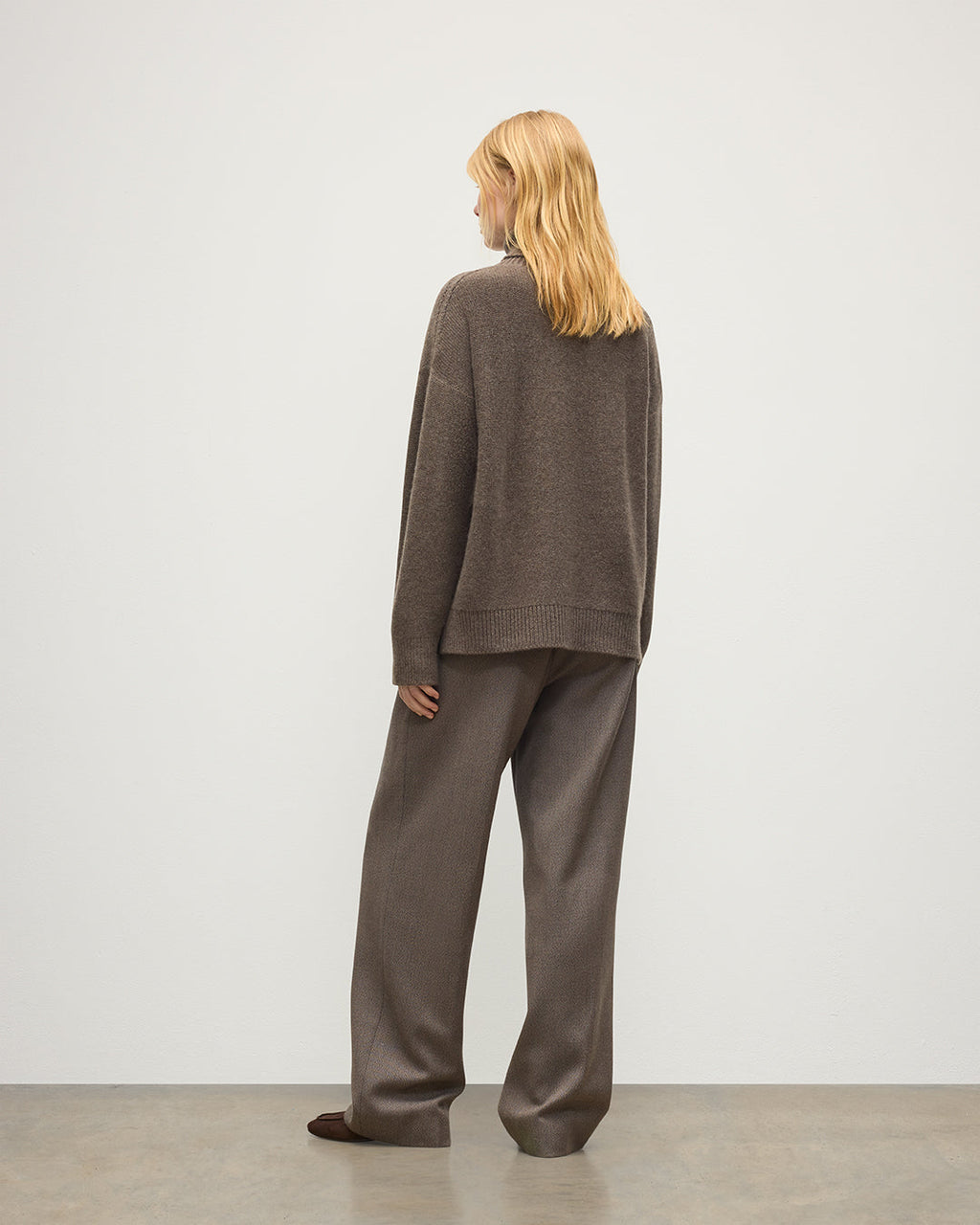 Johnstons of Elgin - Maggie Reverse Stitch Roll Neck Brown Cashmere Jumper