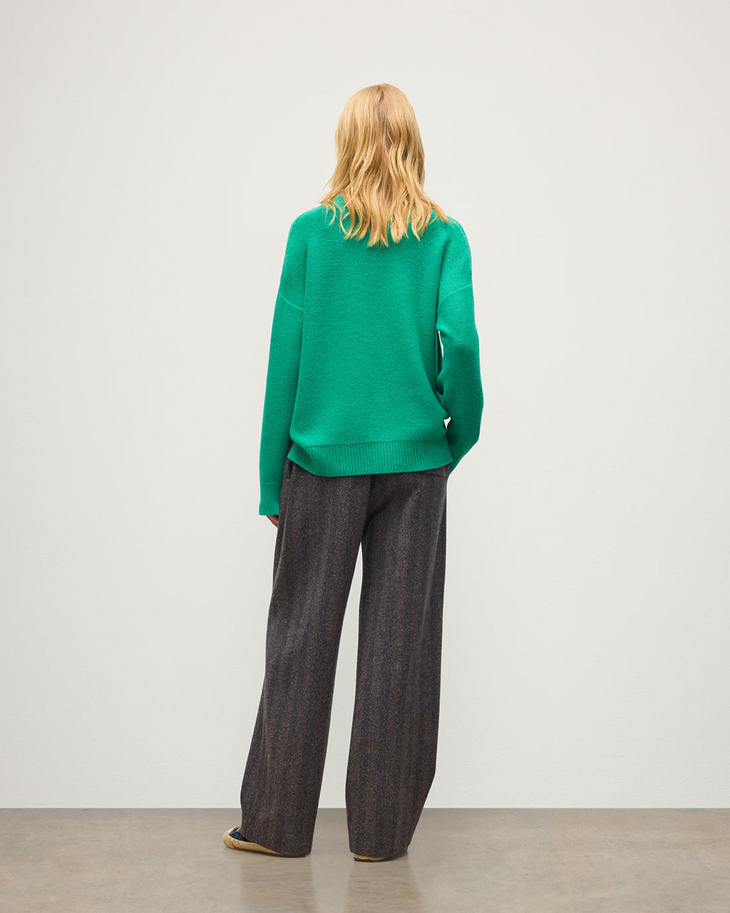 Johnstons of Elgin - Maggie Reverse Stitch Roll Neck Green Cashmere Jumper