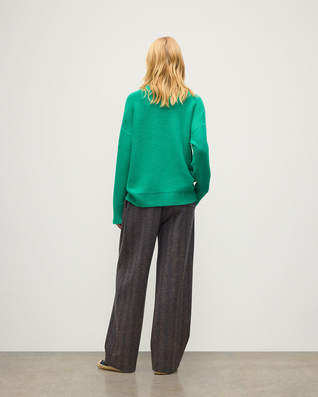 Johnstons of Elgin - Maggie Reverse Stitch Roll Neck Green Cashmere Jumper