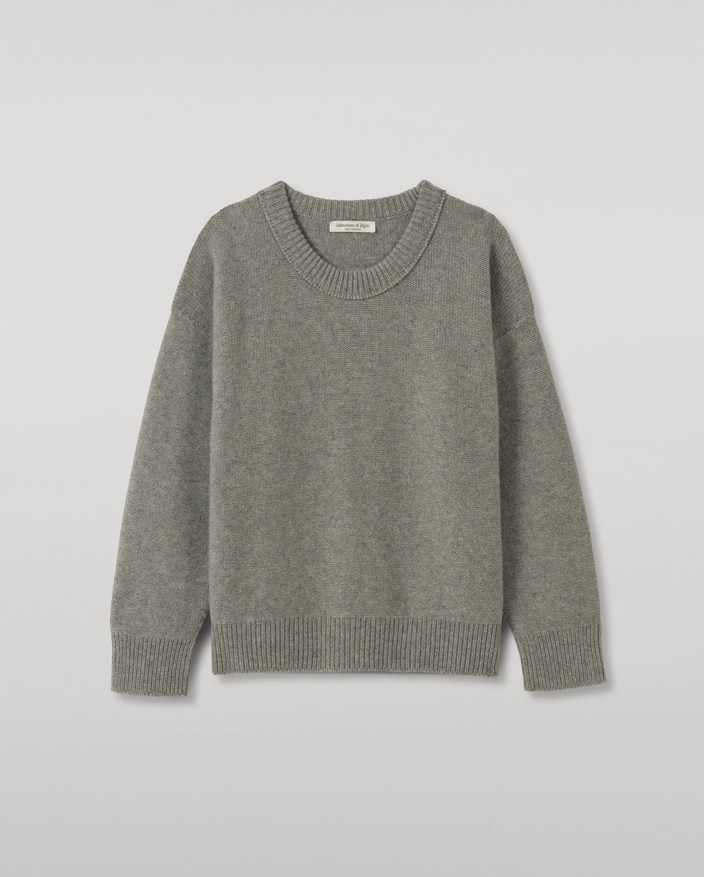 Johnstons of Elgin - Maggie Reverse Stitch Grey Cashmere Jumper