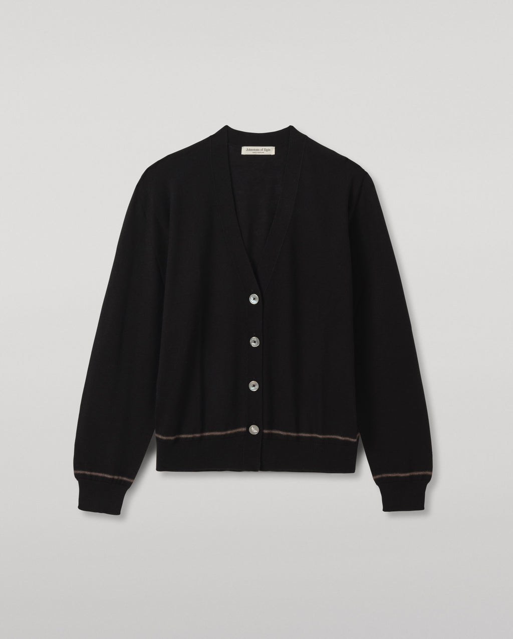 Johnstons of Elgin - Effie Black Superfine Cashmere Cardigan