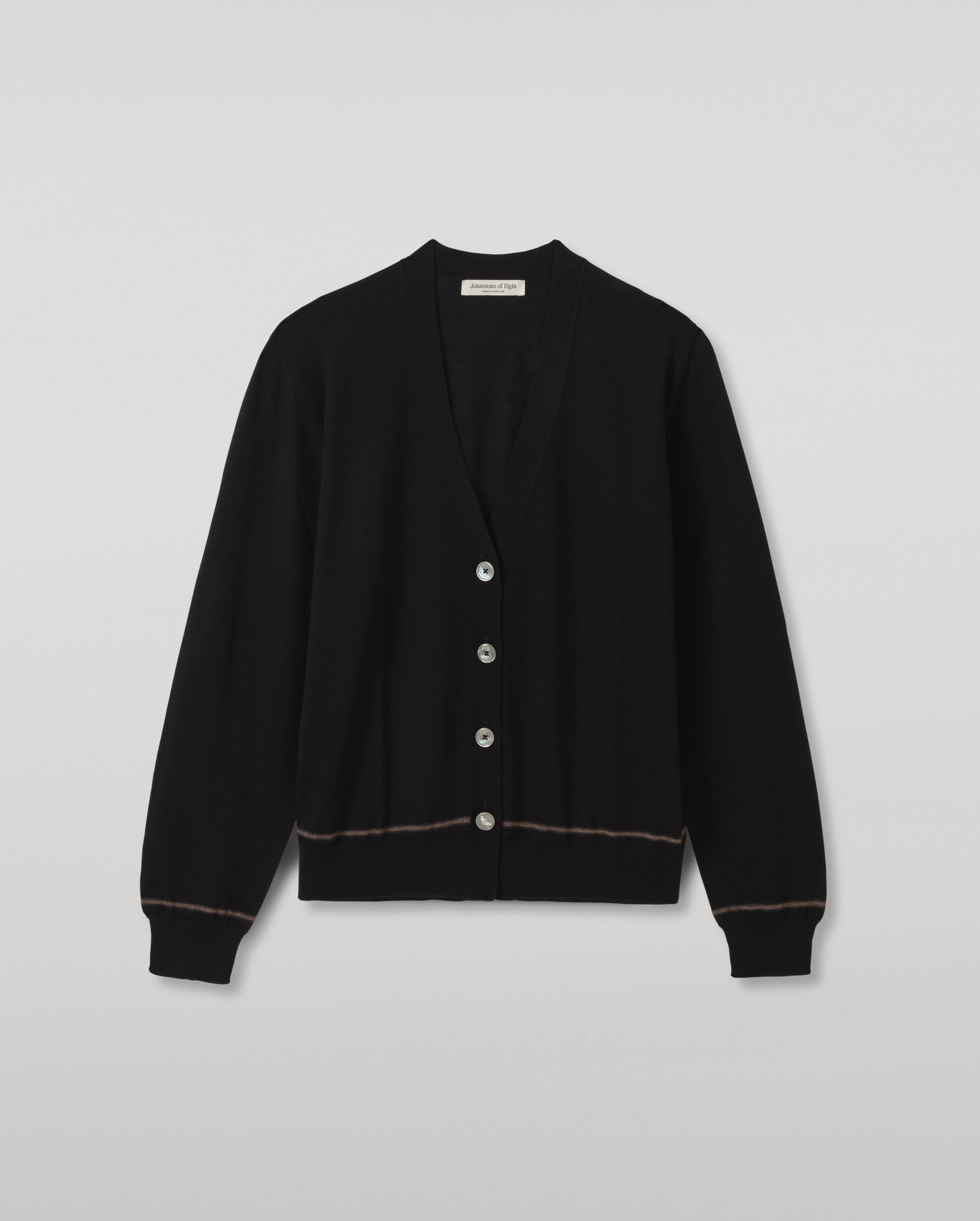 Johnstons of Elgin - Effie Black Superfine Cashmere Cardigan