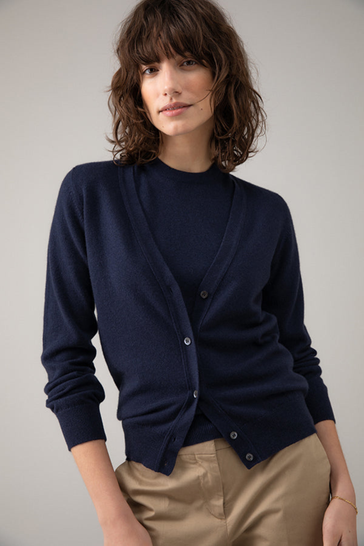 Johnstons of Elgin - Dark Navy Cashmere Cardigan