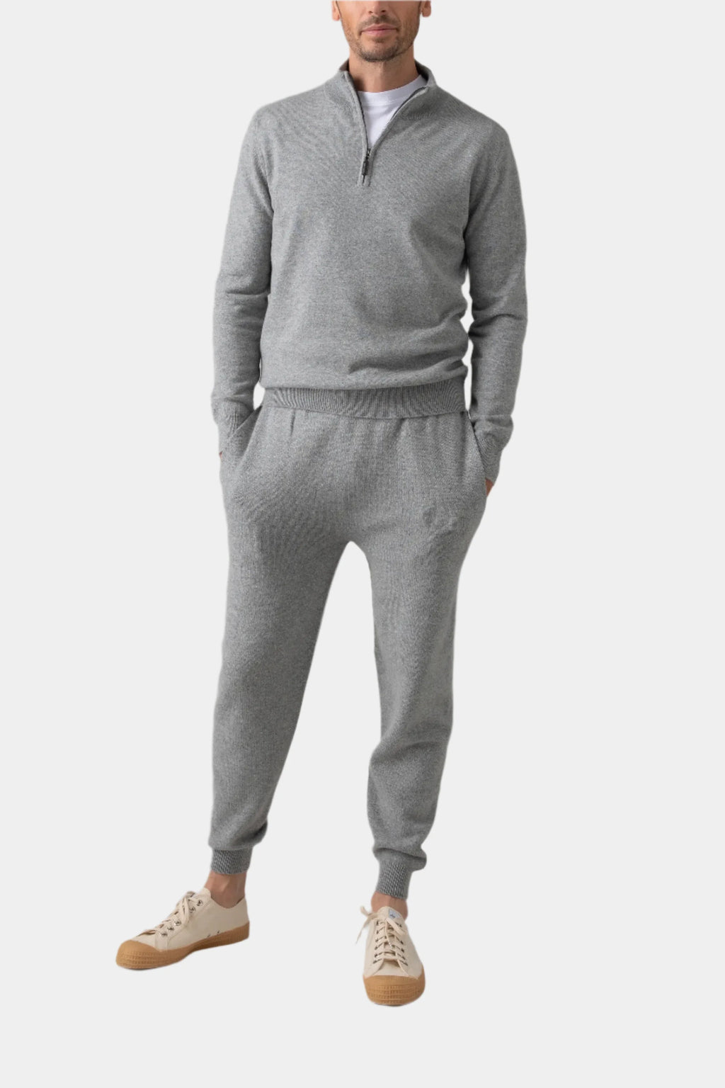Johnstons of Elgin - Light Grey Cashmere Joggers