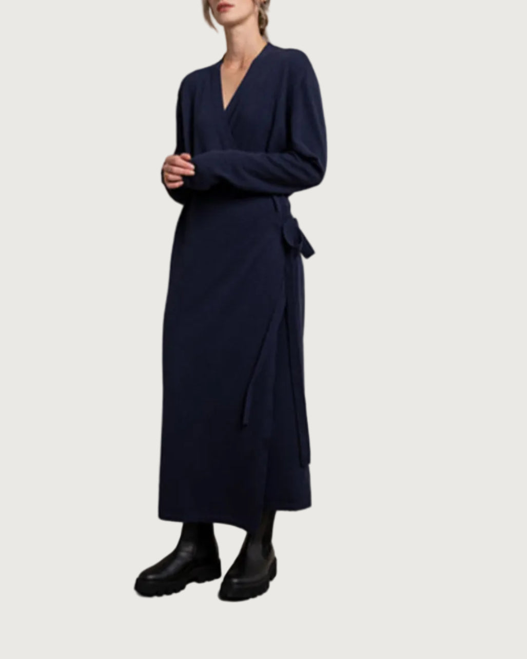 Johnstons of Elgin - Ballet Wrap Navy Cashmere Dress