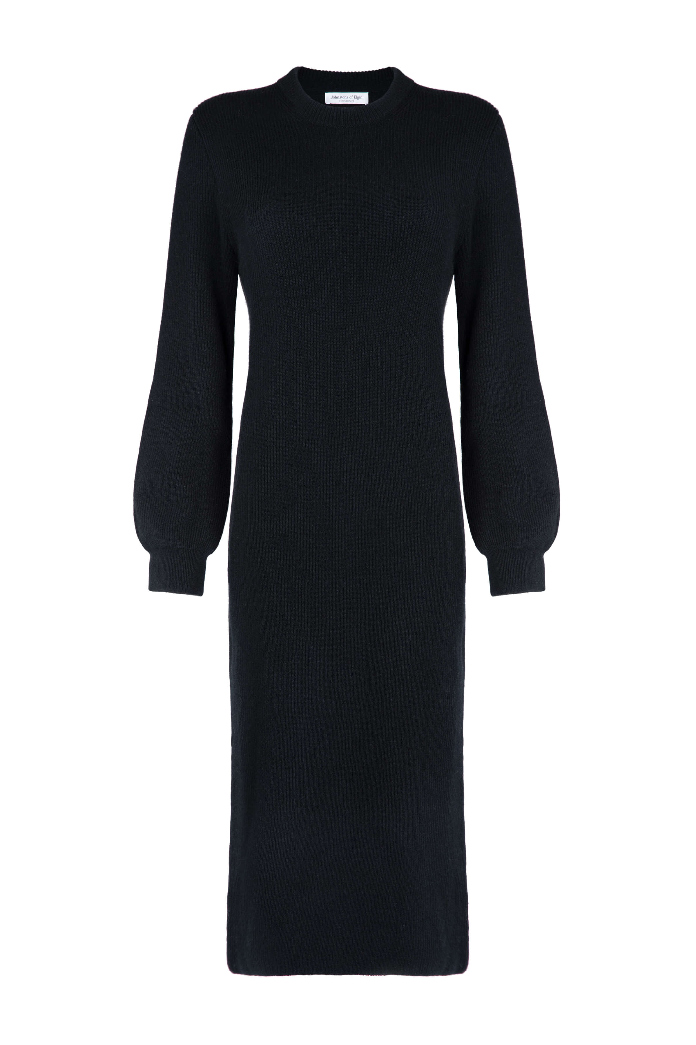 Johnstons of Elgin - Black Ribbed Cashmere Dress