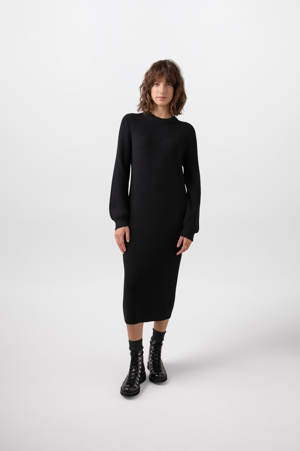 Johnstons of Elgin - Black Ribbed Cashmere Dress