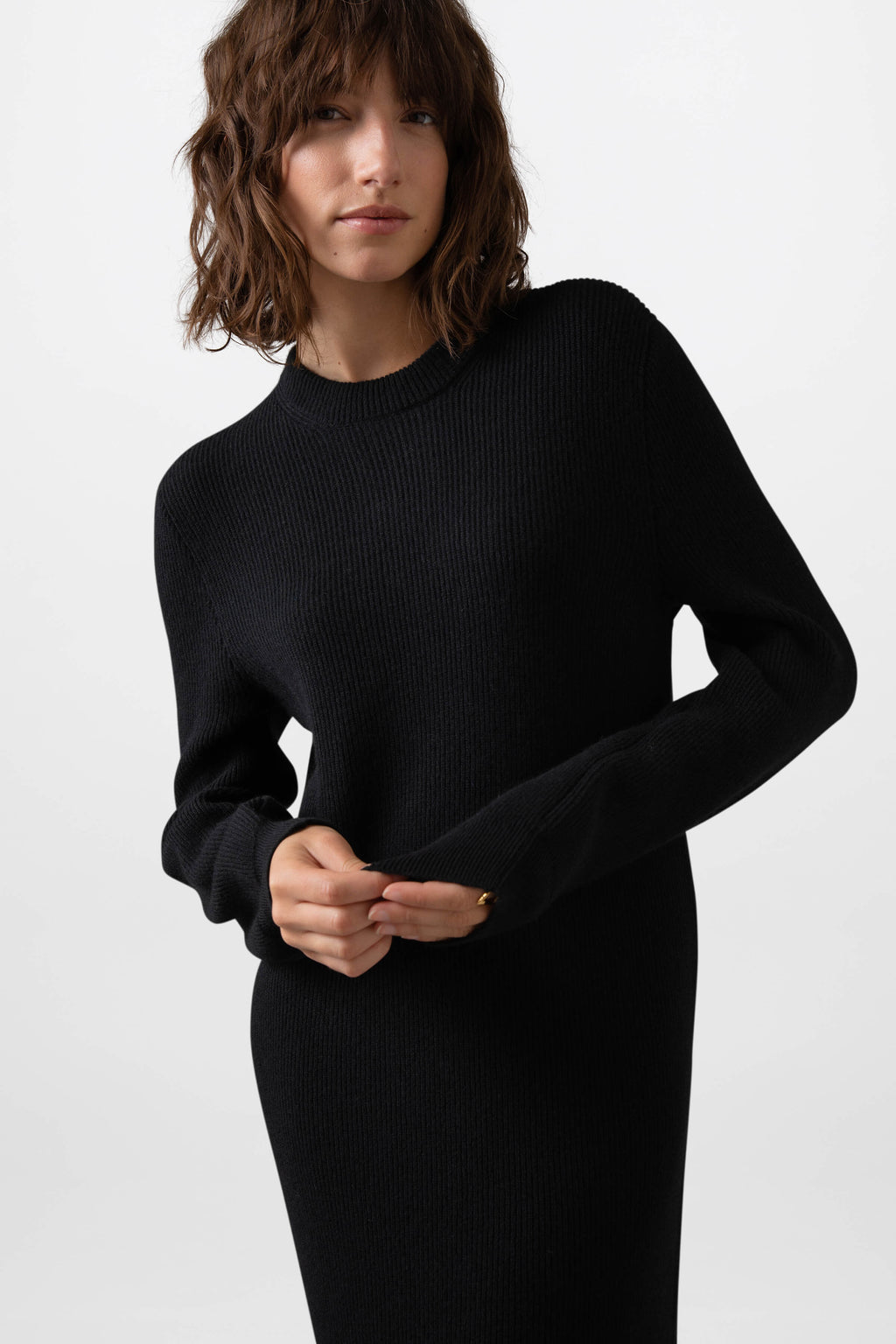Johnstons of Elgin - Black Ribbed Cashmere Dress