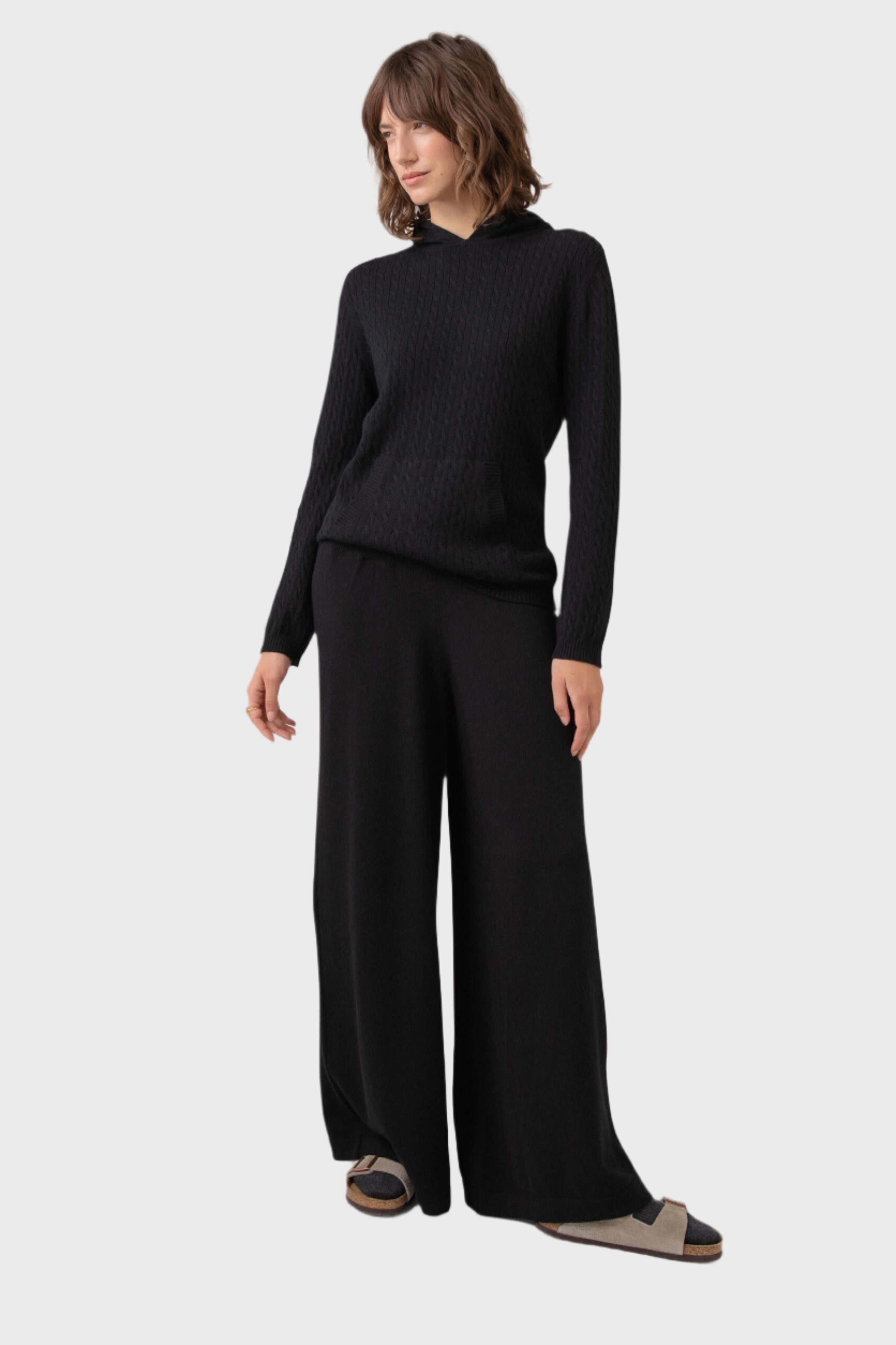 Johnstons of Elgin - Low Rise Black Cashmere Slouch Pants