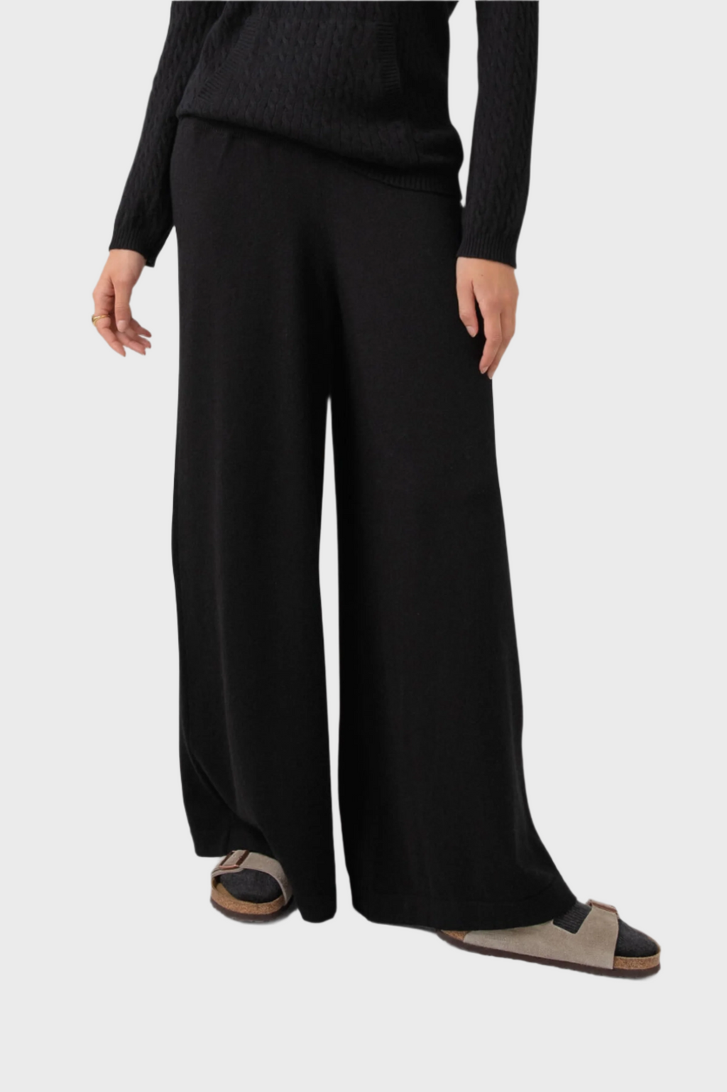 Johnstons of Elgin - Low Rise Black Cashmere Slouch Pants