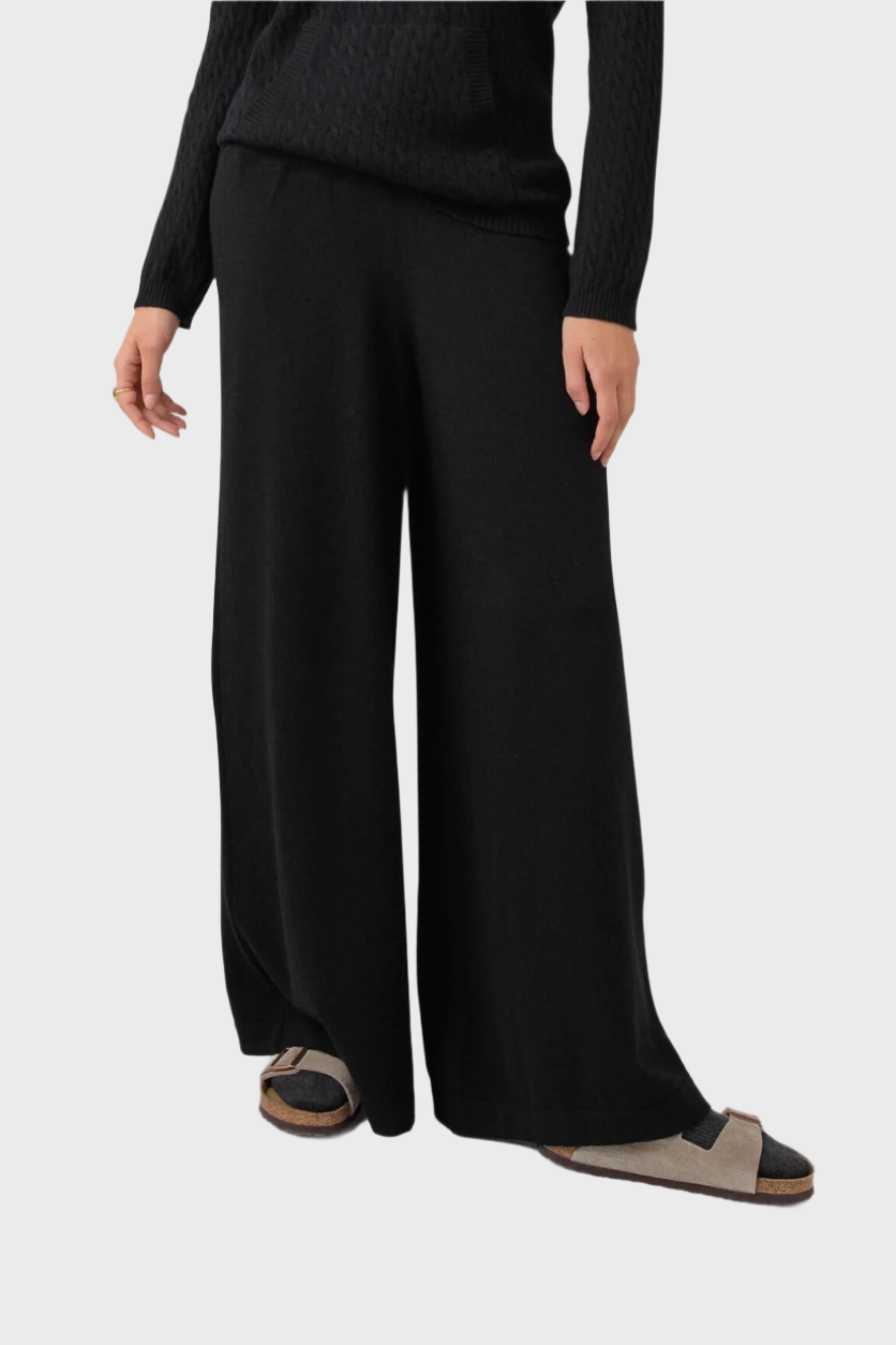 Johnstons of Elgin - Low Rise Black Cashmere Slouch Pants