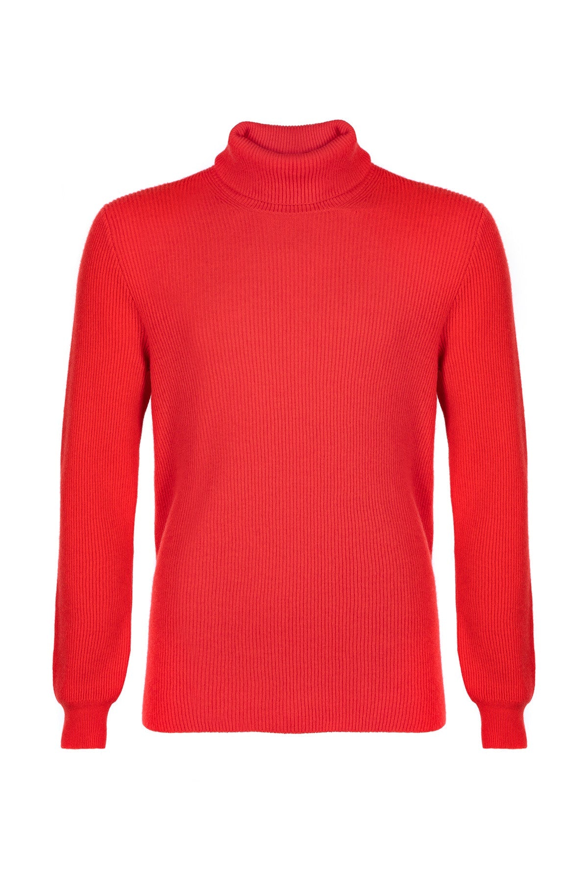 Johnstons of Elgin - Ribbed Cashmere Roll Neck Red Jumper