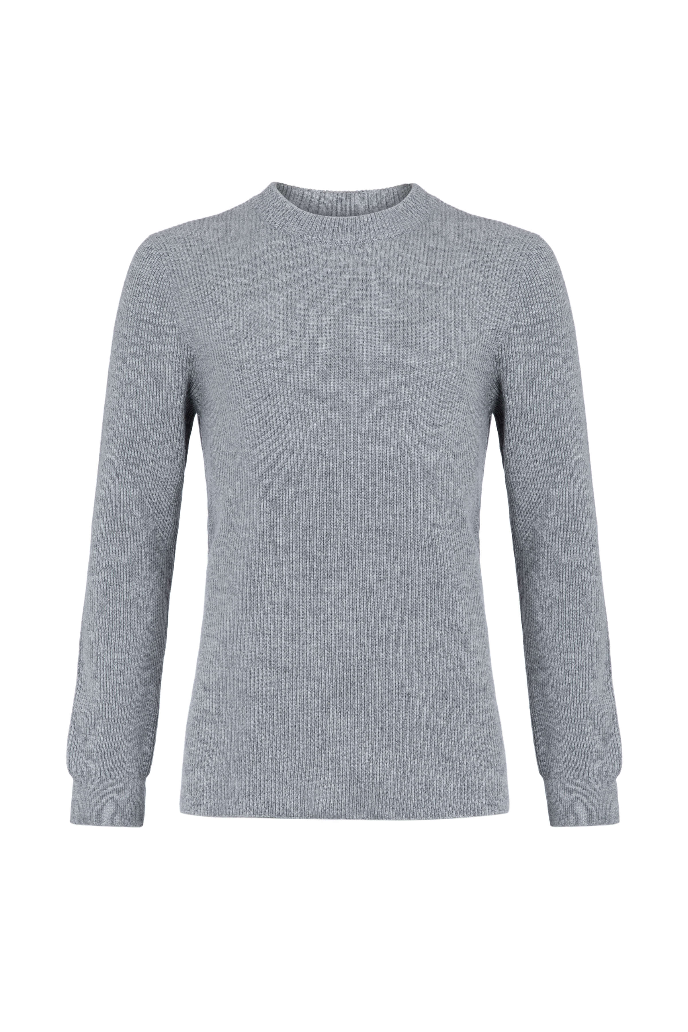Johnstons of Elgin - Men's Ribbed Grey Cashmere Jumper
