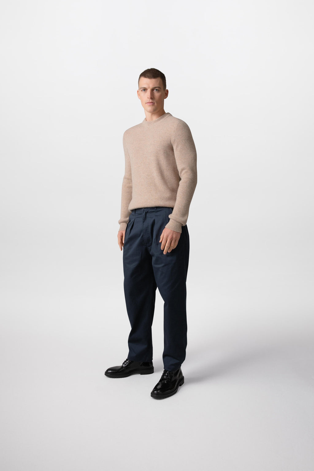 Johnstons of Elgin - Ribbed Natural Cashmere Jumper
