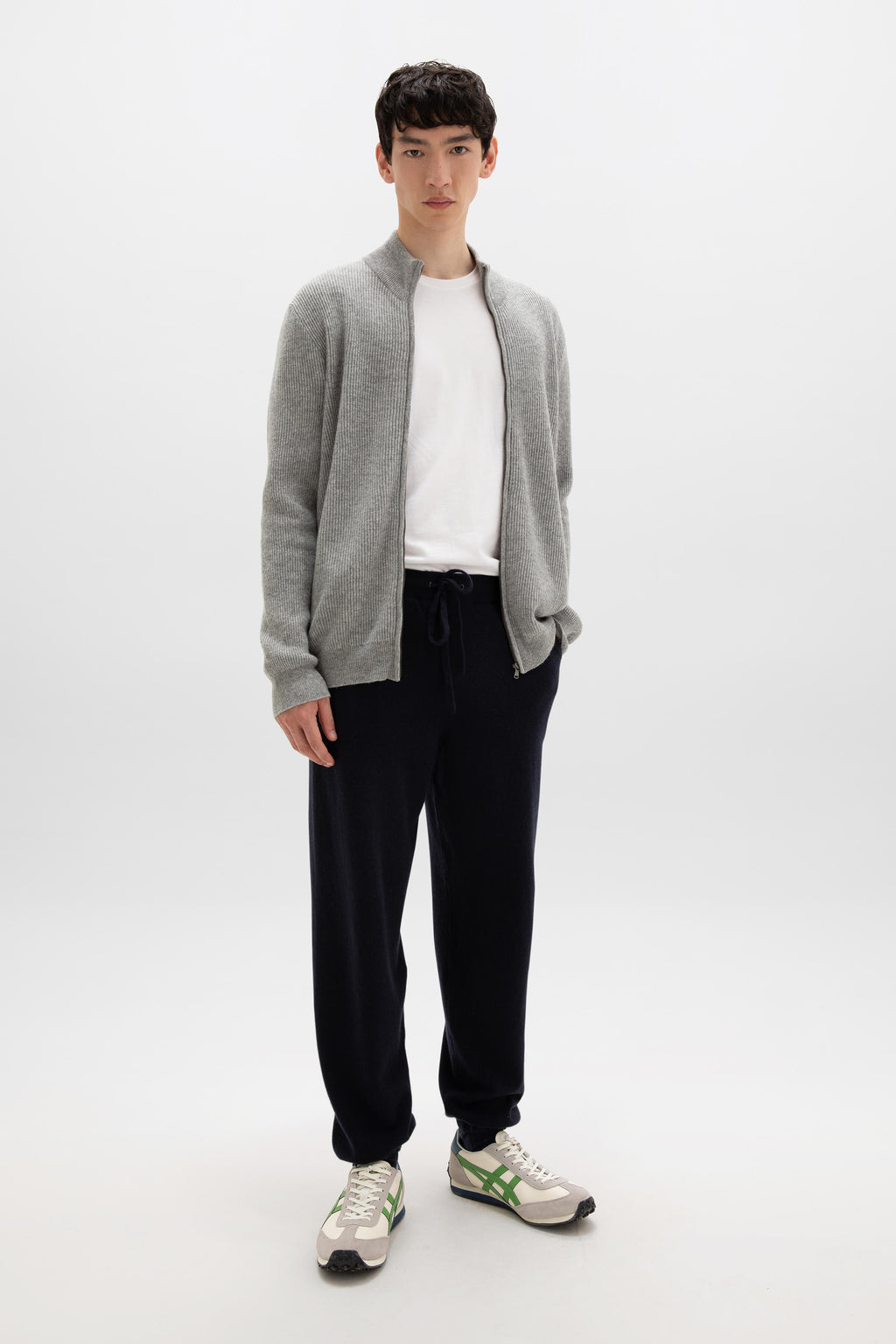Johnstons of Elgin - Ribbed Cashmere Light Grey Cardigan
