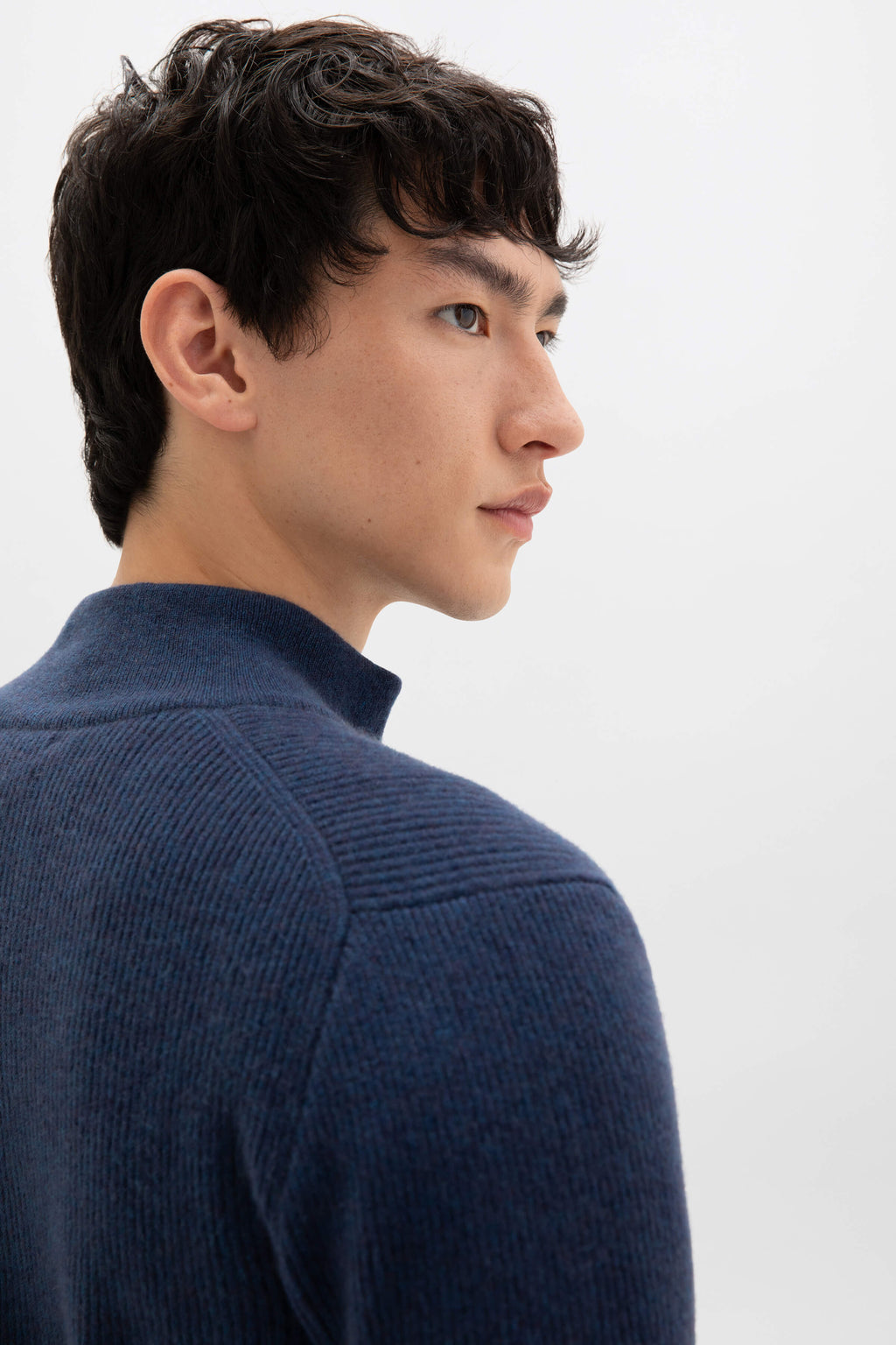 Johnstons of Elgin - Ribbed Cashmere Mid Blue Cardigan