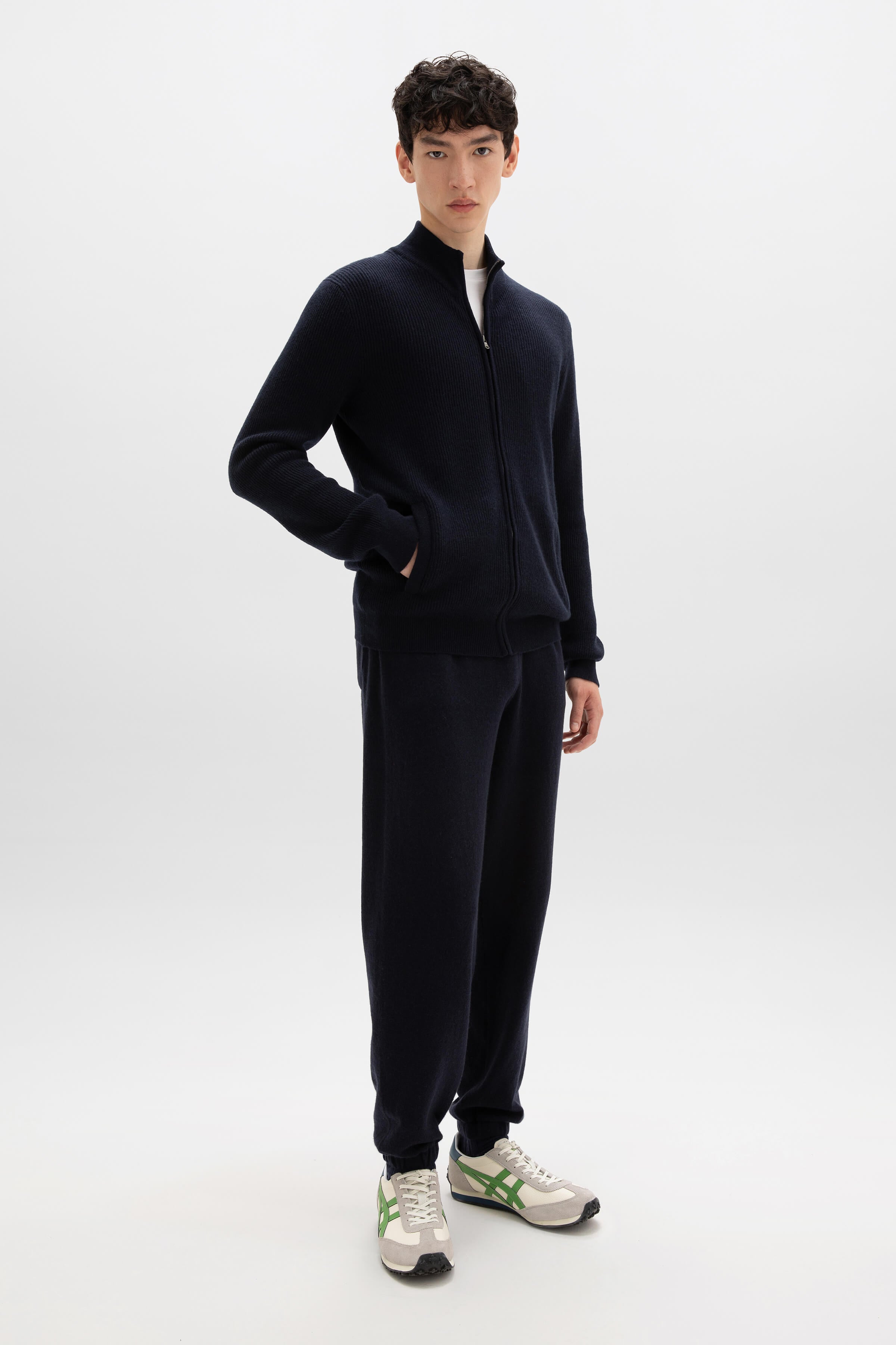 Johnstons of Elgin - Ribbed Cashmere Dark Navy Cardigan