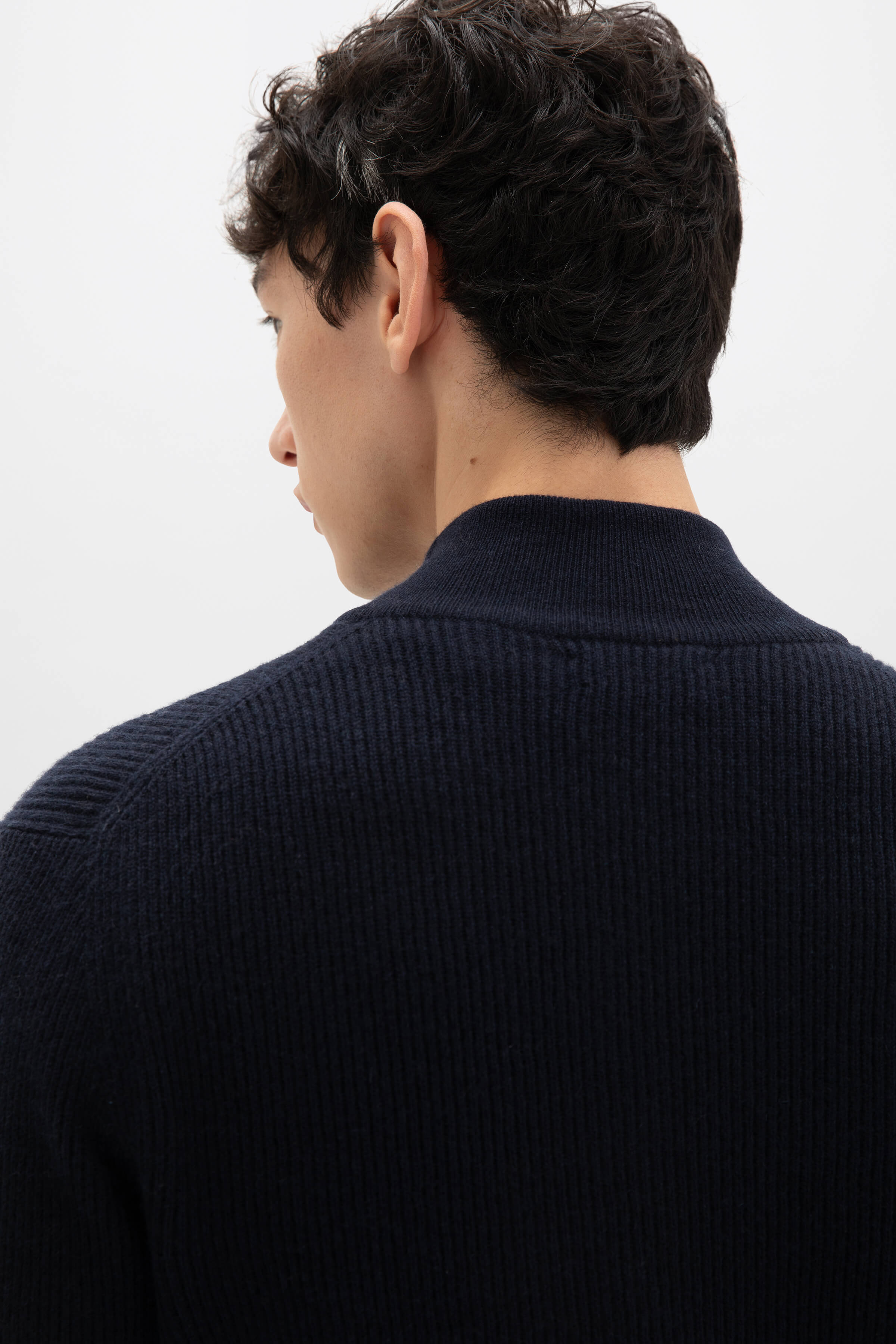 Johnstons of Elgin - Ribbed Cashmere Dark Navy Cardigan