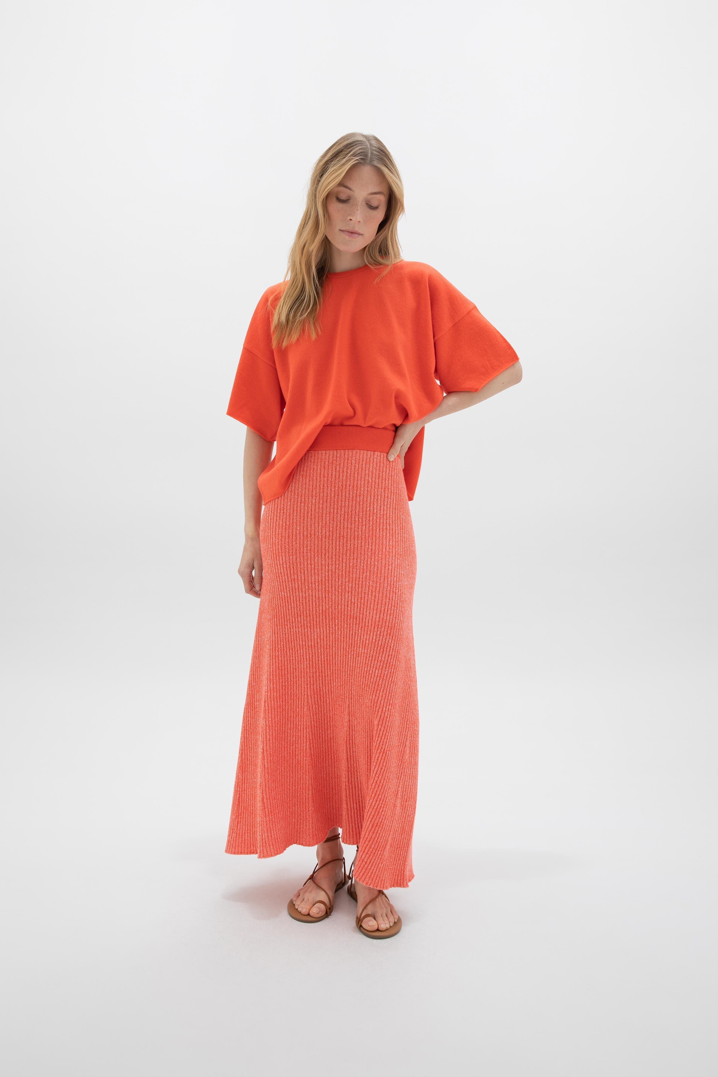 Johnstons of Elgin - Orange Cashmere T - Shirt