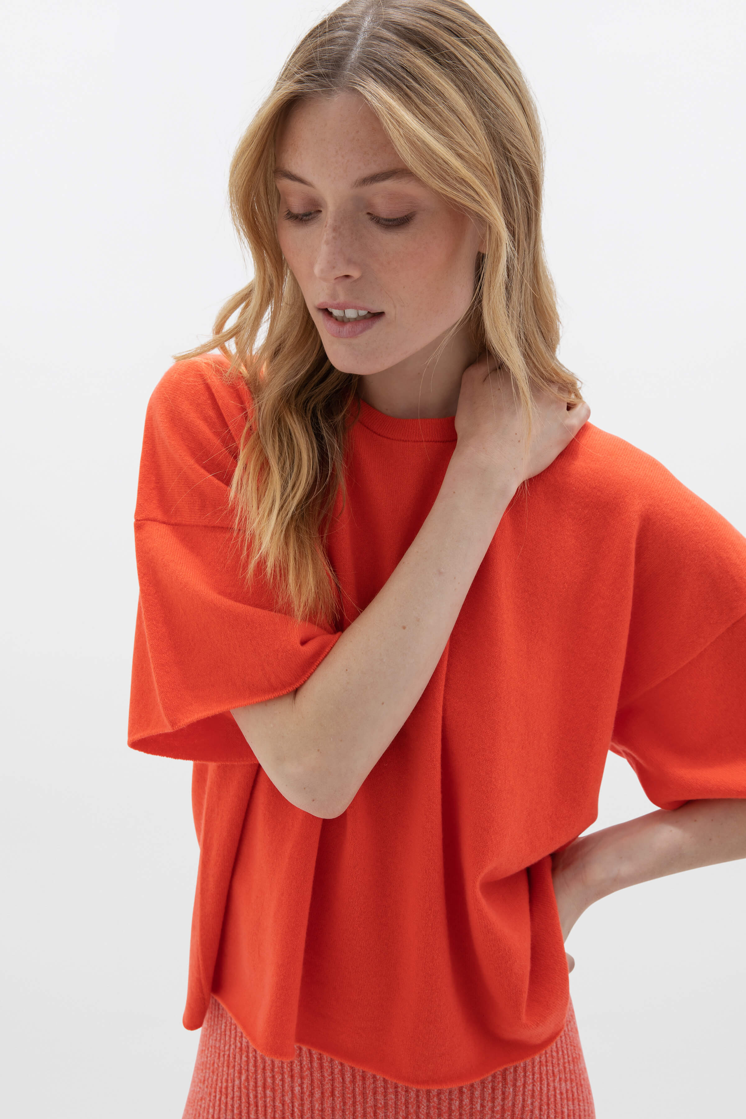 Johnstons of Elgin - Orange Cashmere T - Shirt