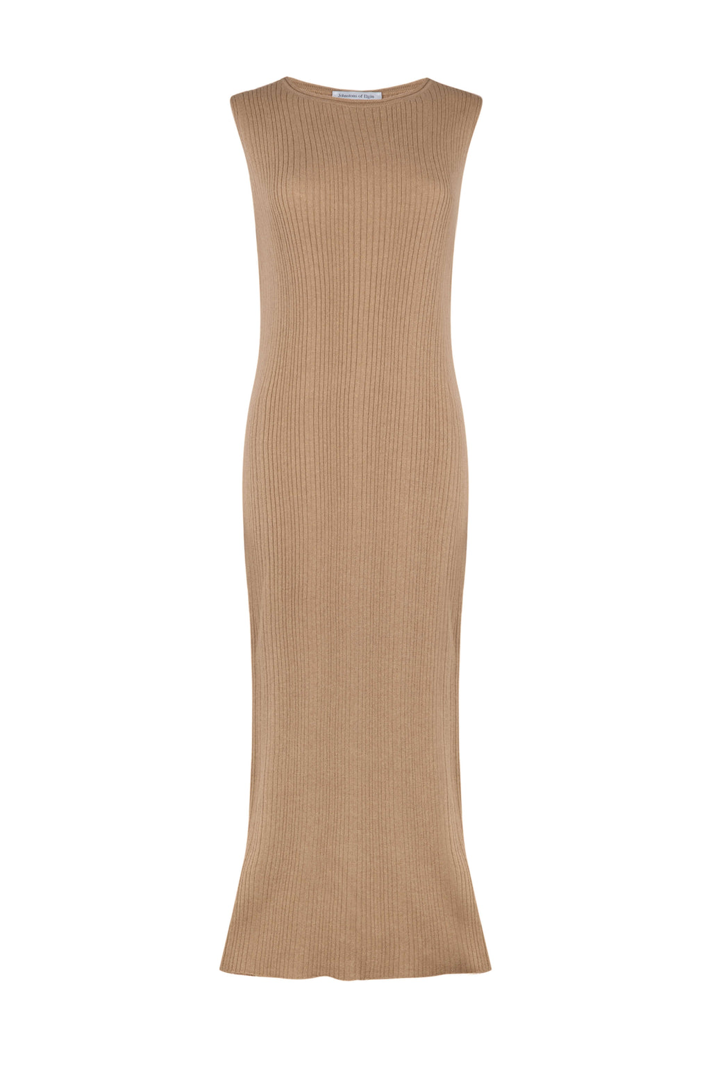 Johnstons of Elgin - Sleeveless Ribbed Camel Cashmere Dress