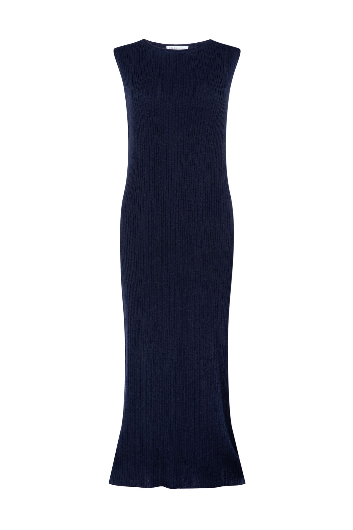 Johnstons of Elgin - Sleeveless Ribbed Navy Cashmere Dress