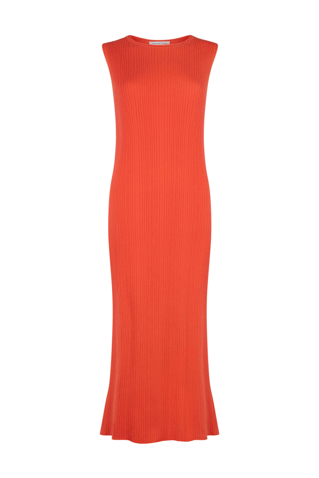Johnstons of Elgin - Sleeveless Ribbed Orange Cashmere Dress