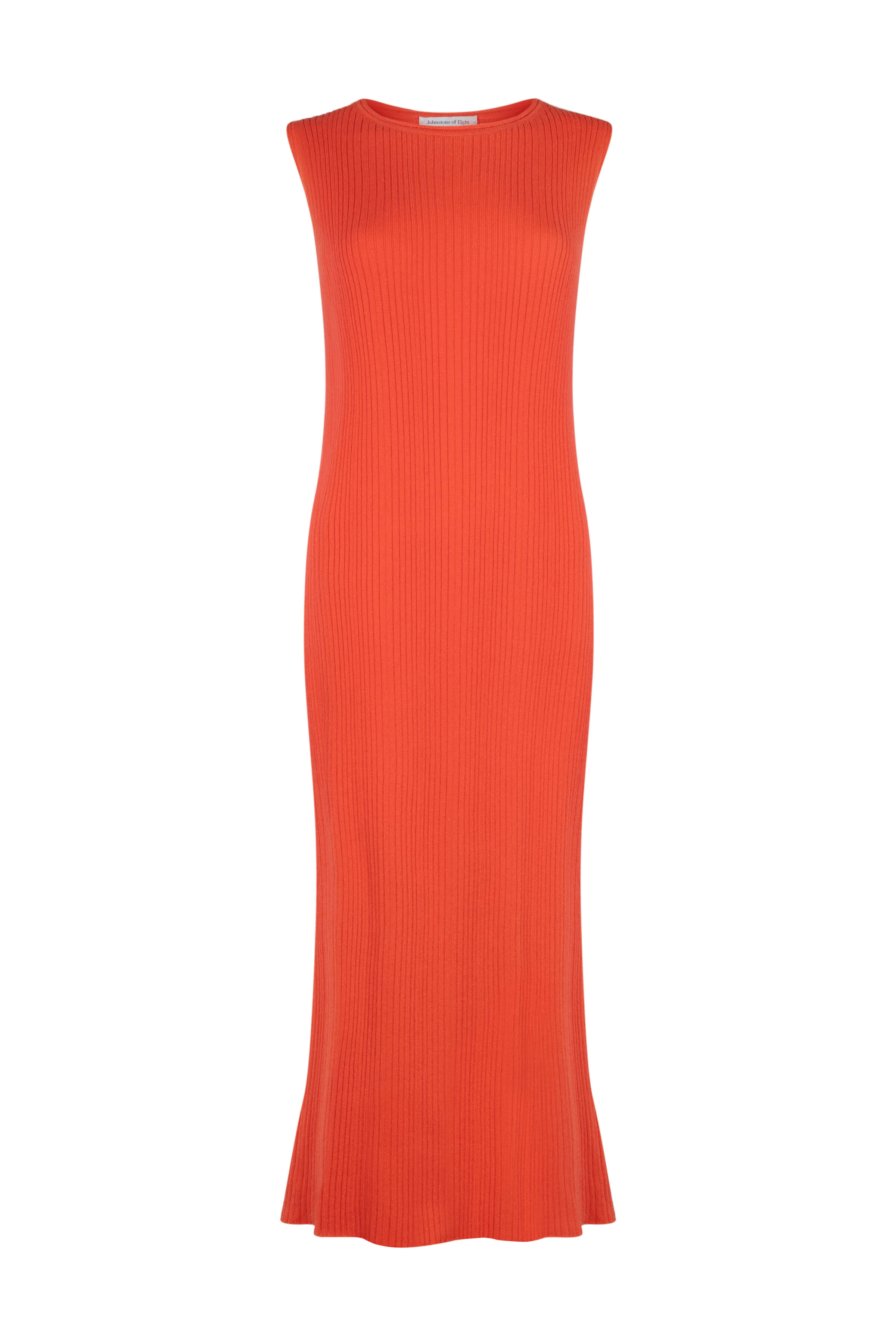 Johnstons of Elgin - Sleeveless Ribbed Orange Cashmere Dress