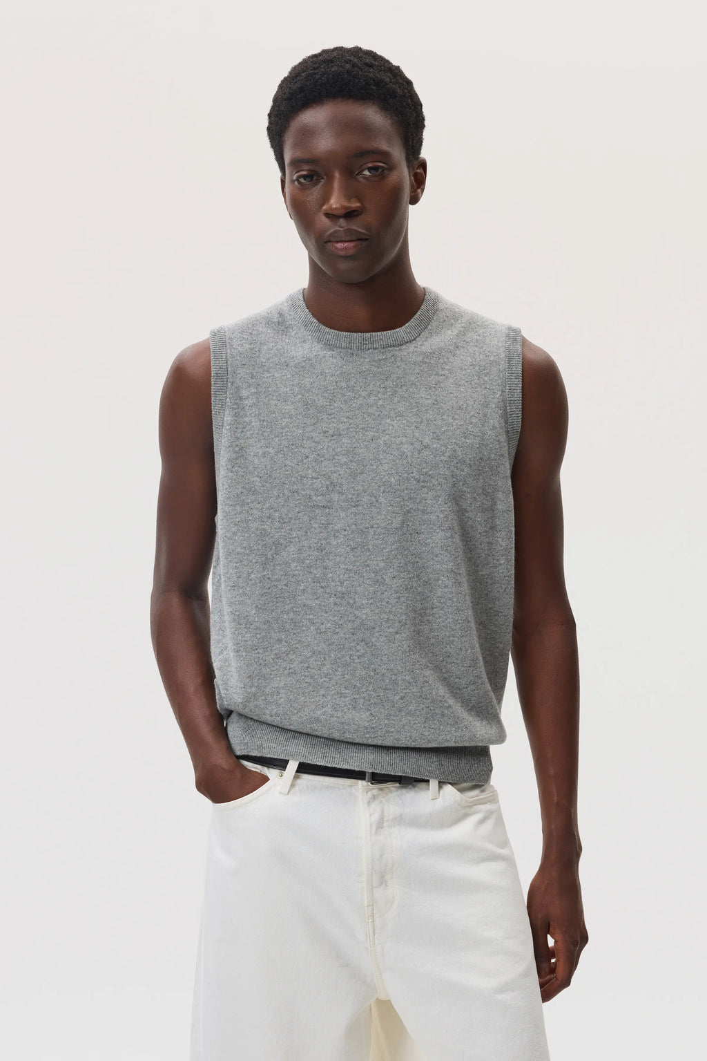 Johnstons of Elgin - Light Grey Cashmere Tank