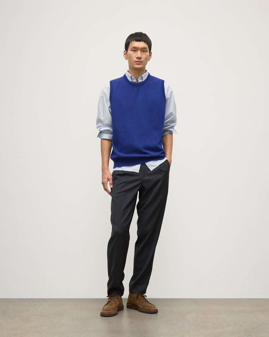 Johnstons of Elgin - Lennox Blue Cashmere Sleeveless Tank