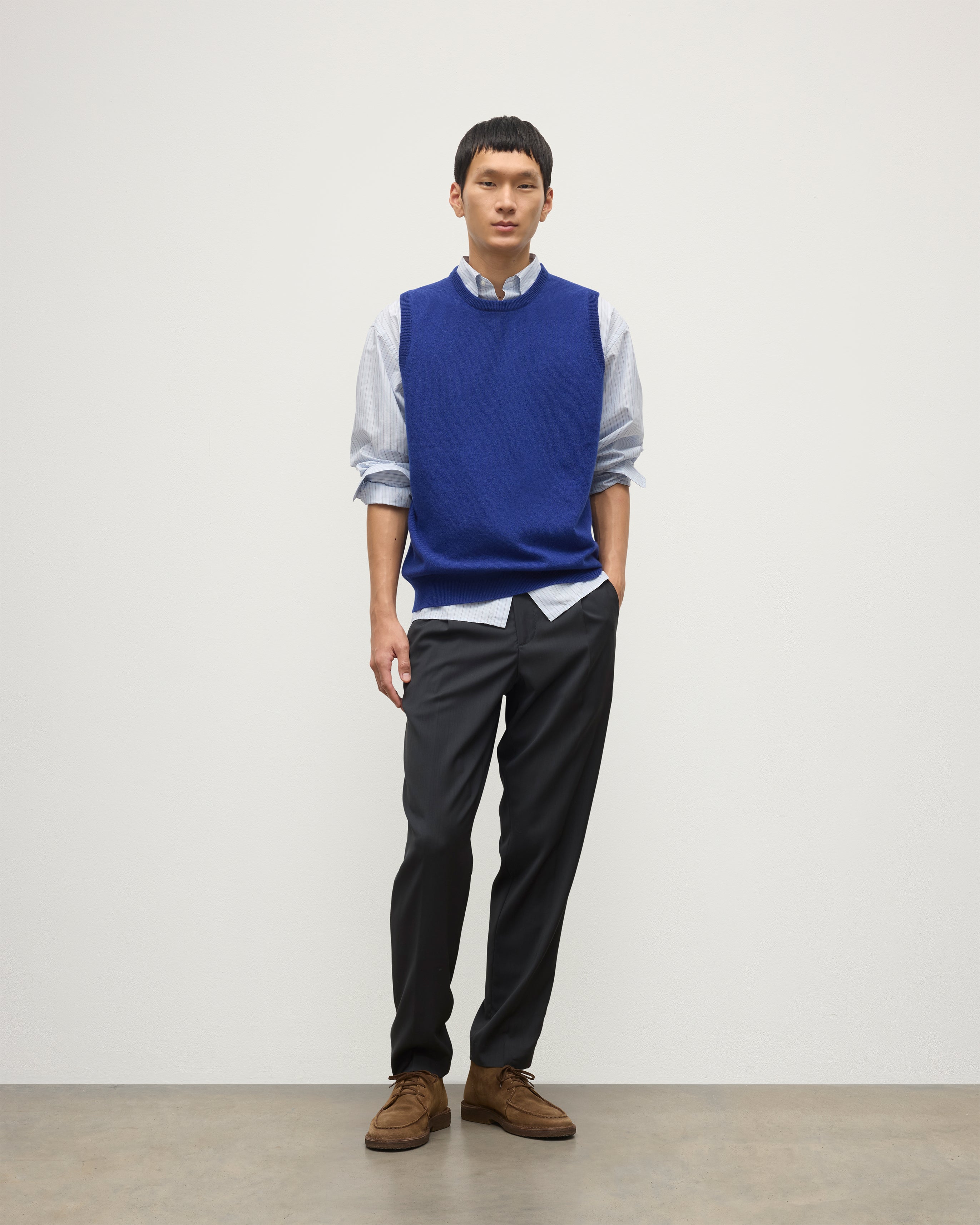 Johnstons of Elgin - Lennox Blue Cashmere Sleeveless Tank
