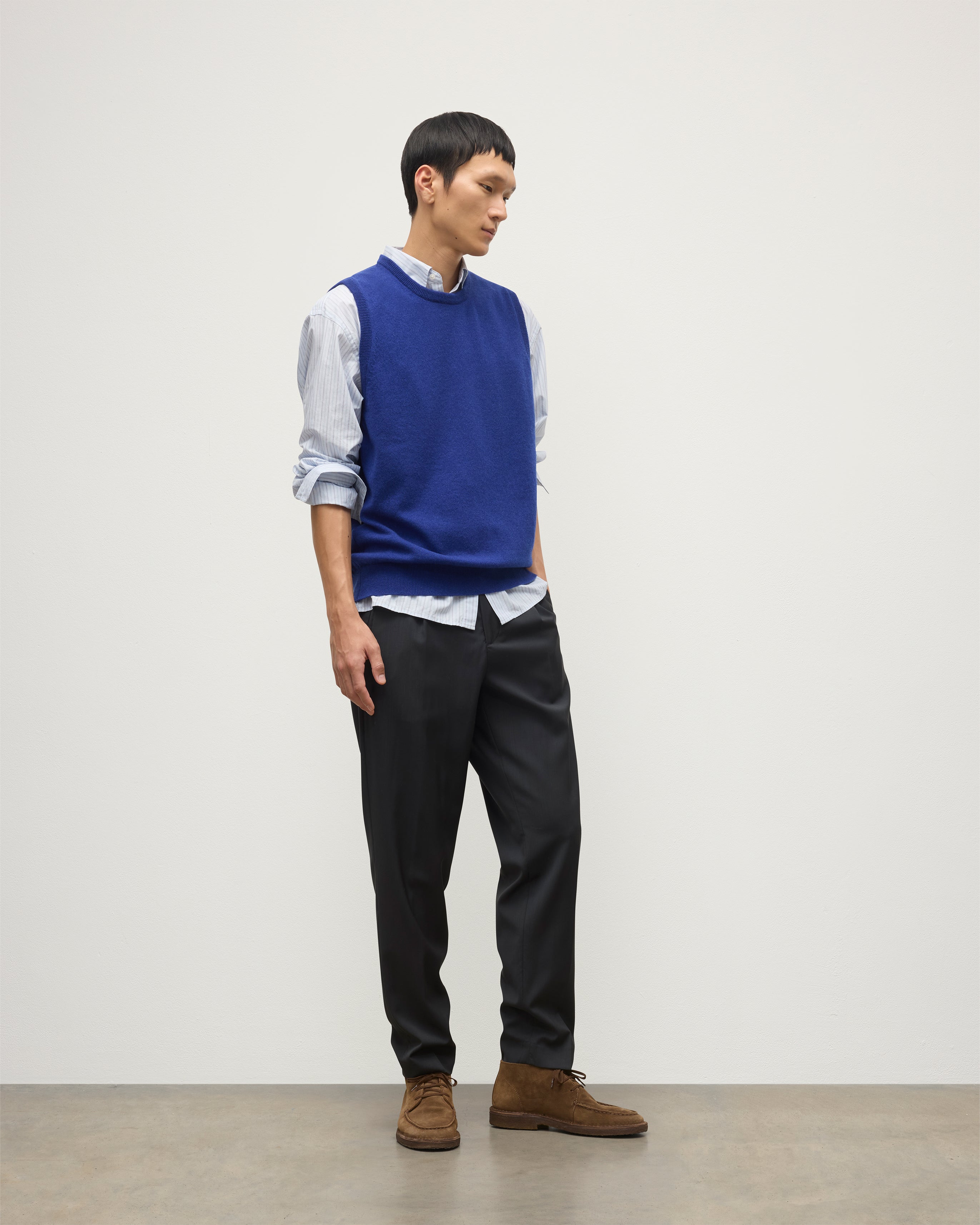 Johnstons of Elgin - Lennox Blue Cashmere Sleeveless Tank