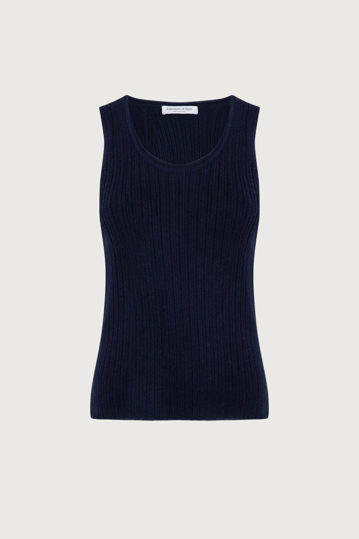 Johnstons of Elgin - Ladder Rib Navy Cashmere Tank