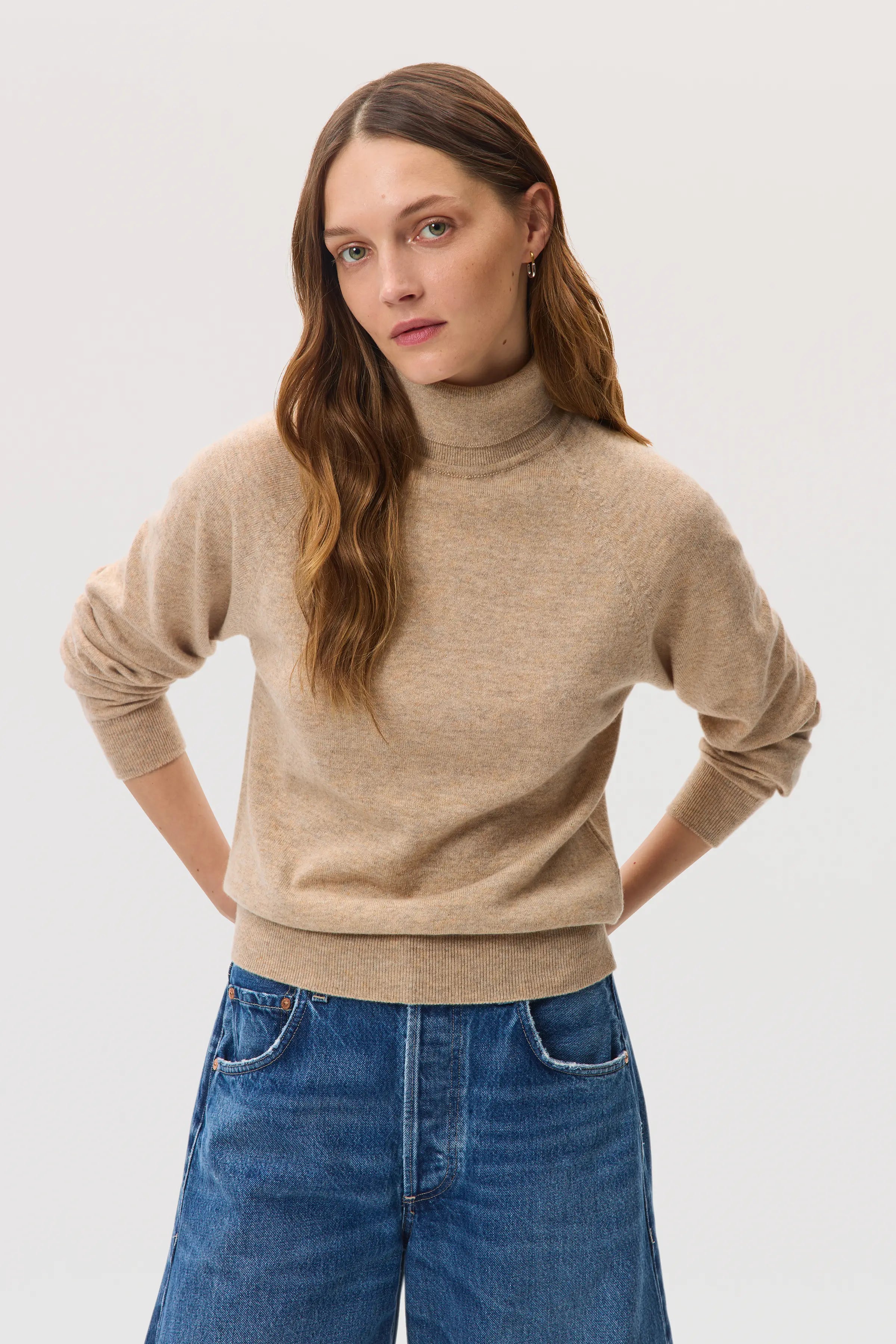 Johnstons of Elgin - Classic Cashmere Natural Roll Neck Jumper