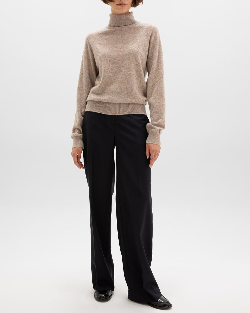 Johnstons of Elgin - Cashmere Light Brown Roll Neck Jumper