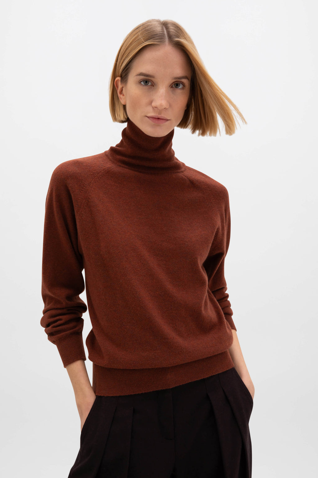 Johnstons of Elgin - Classic Cashmere Roll Neck Red Jumper