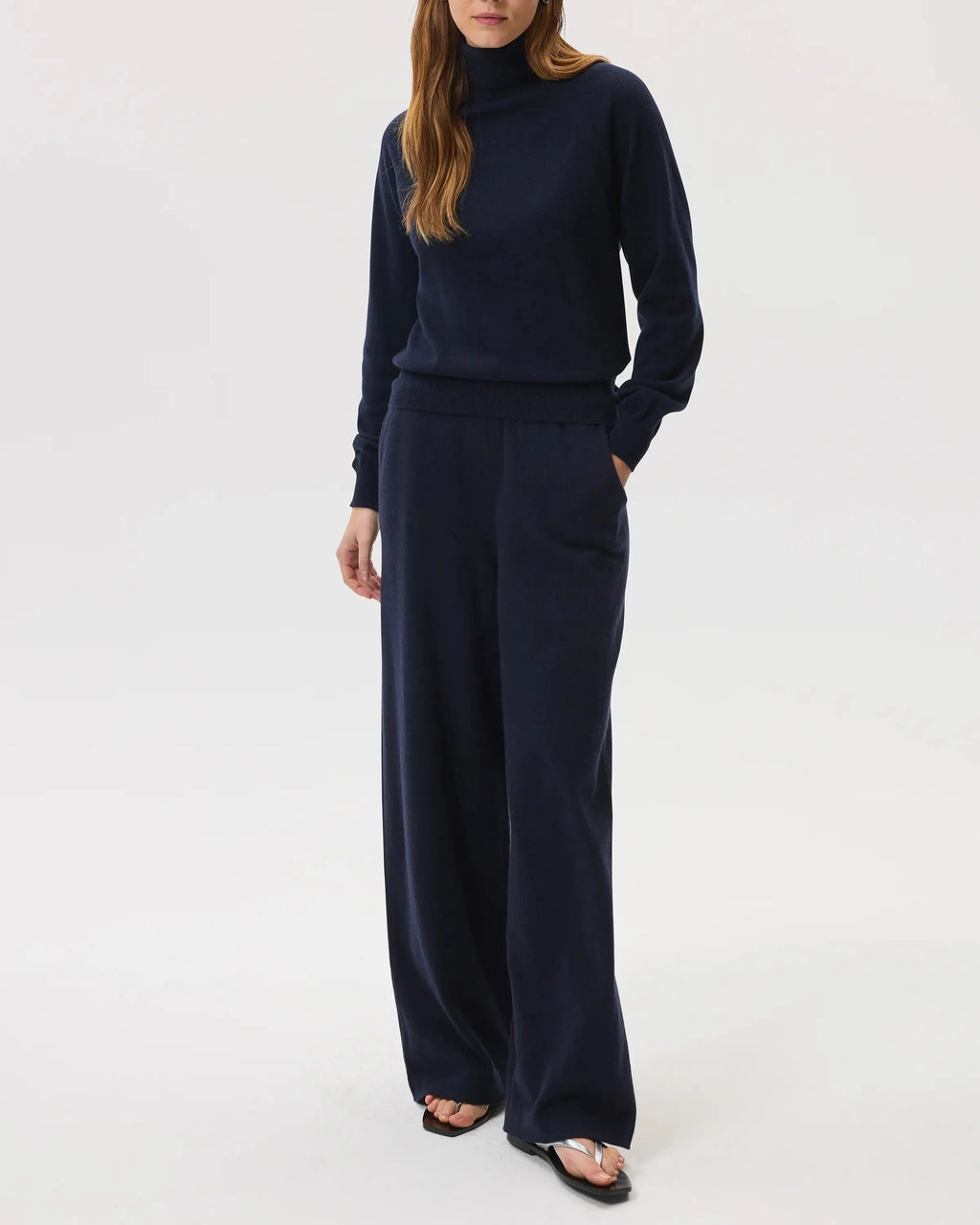 Johnstons of Elgin - Dark Navy Cashmere Roll Neck Jumper