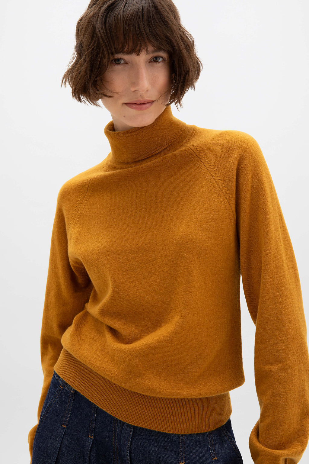 Johnstons of Elgin - Cashmere Roll Neck Dark Yellow Jumper