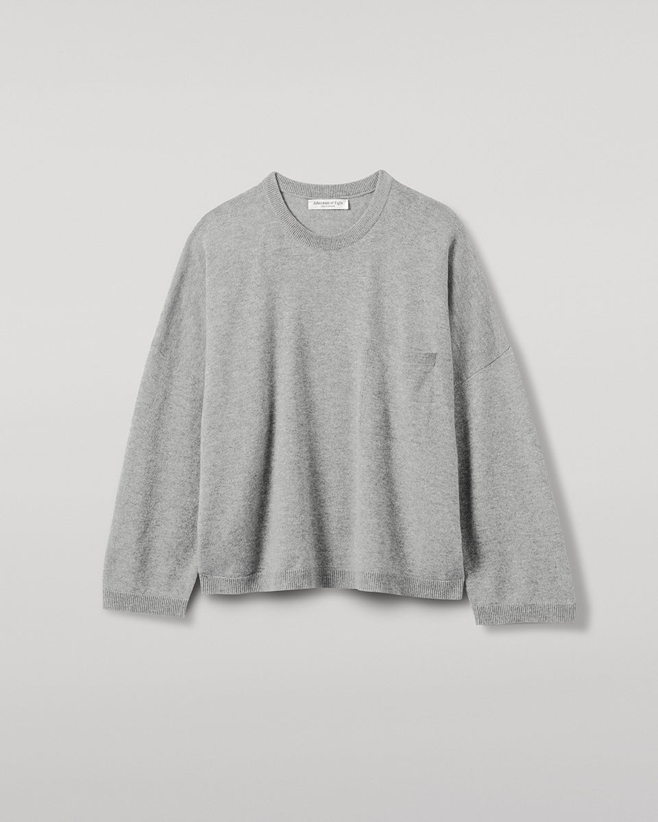 Johnstons of Elgin - Gauzy Pocket Light Grey Cashmere Jumper