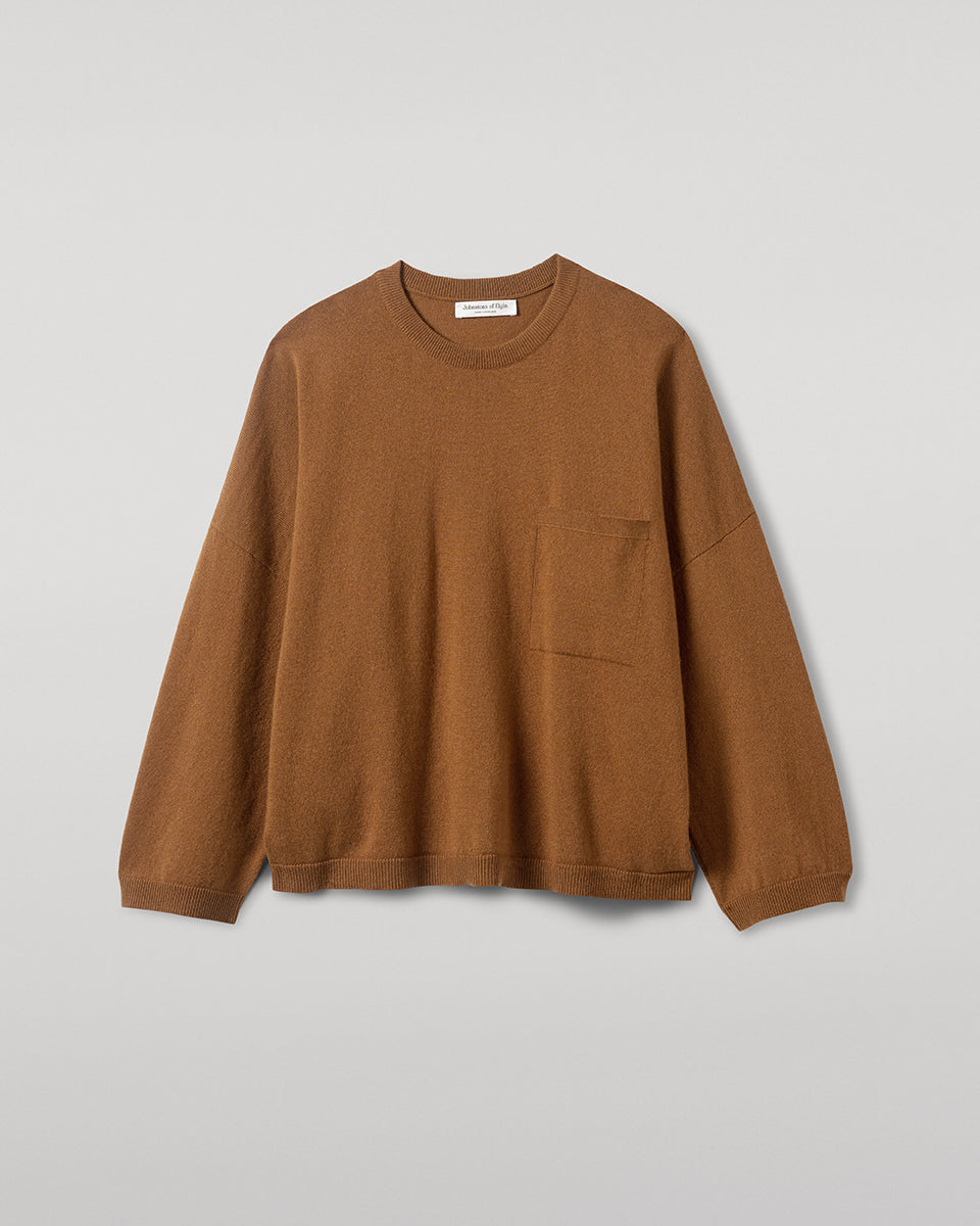 Johnstons of Elgin - Gauzy Pocket Dark Camel Cashmere Jumper