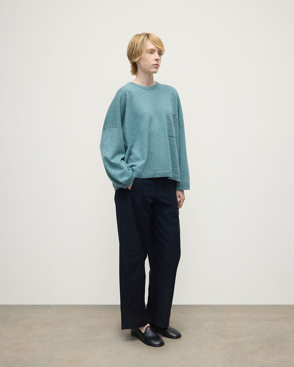 Johnstons of Elgin - Gauzy Pocket Green Cashmere Jumper