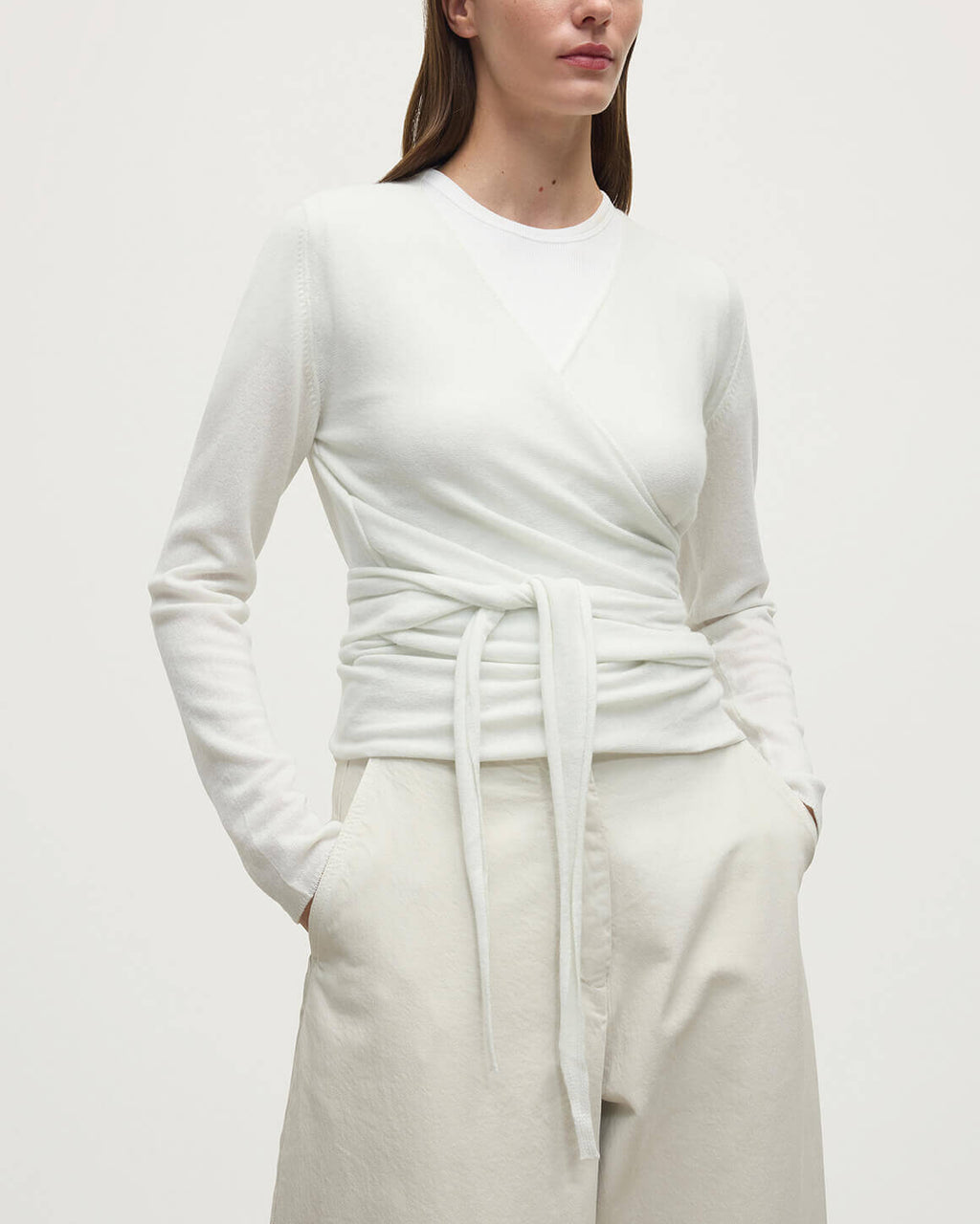 Johnstons of Elgin - Ballet Wrap Cashmere White Ballet Cardigan