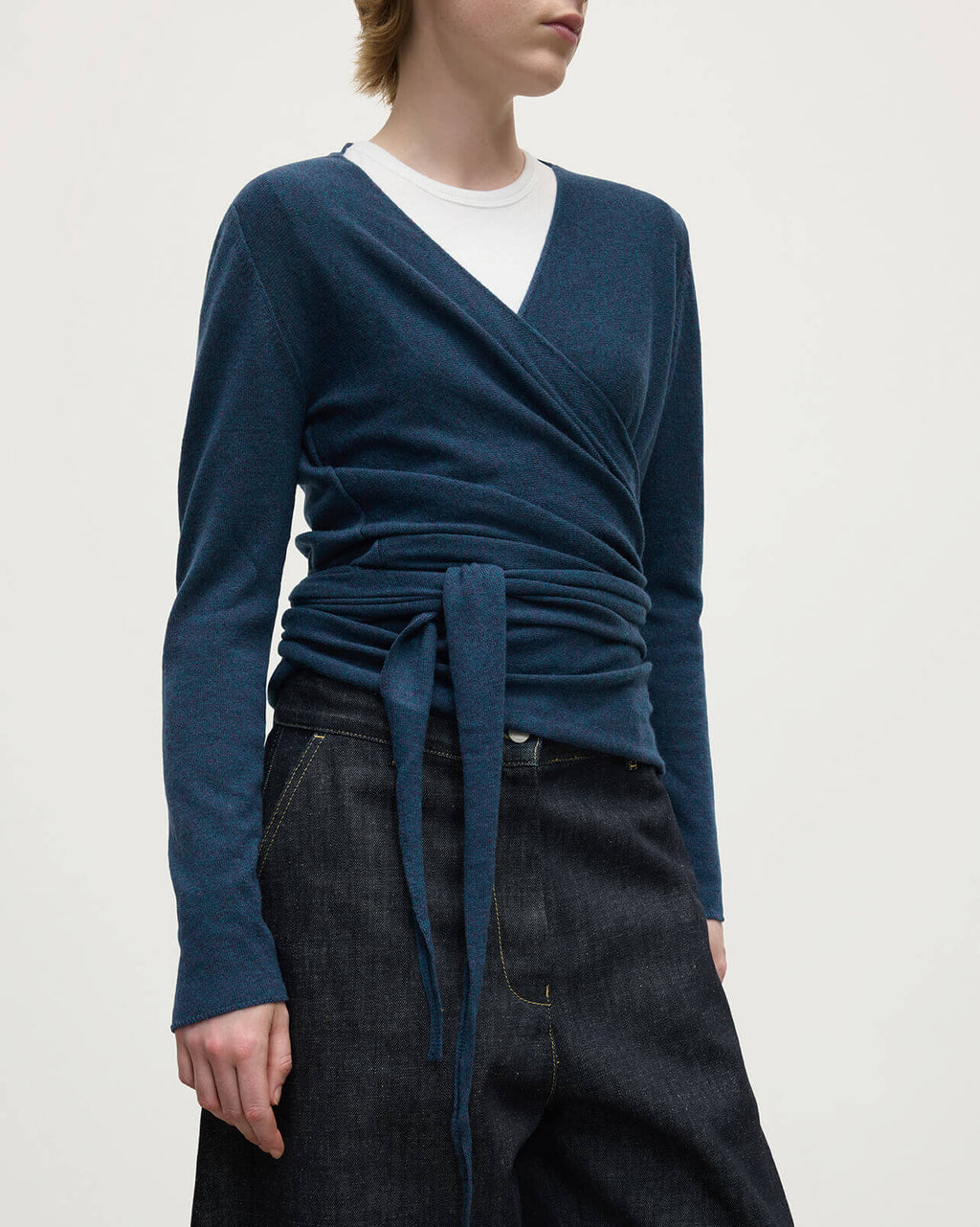 Johnstons of Elgin - Ballet Wrap Navy Cashmere Cardigan