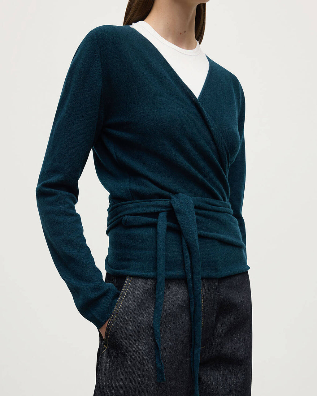 Johnstons of Elgin - Ballet Wrap Bottle Green Cashmere Cardigan